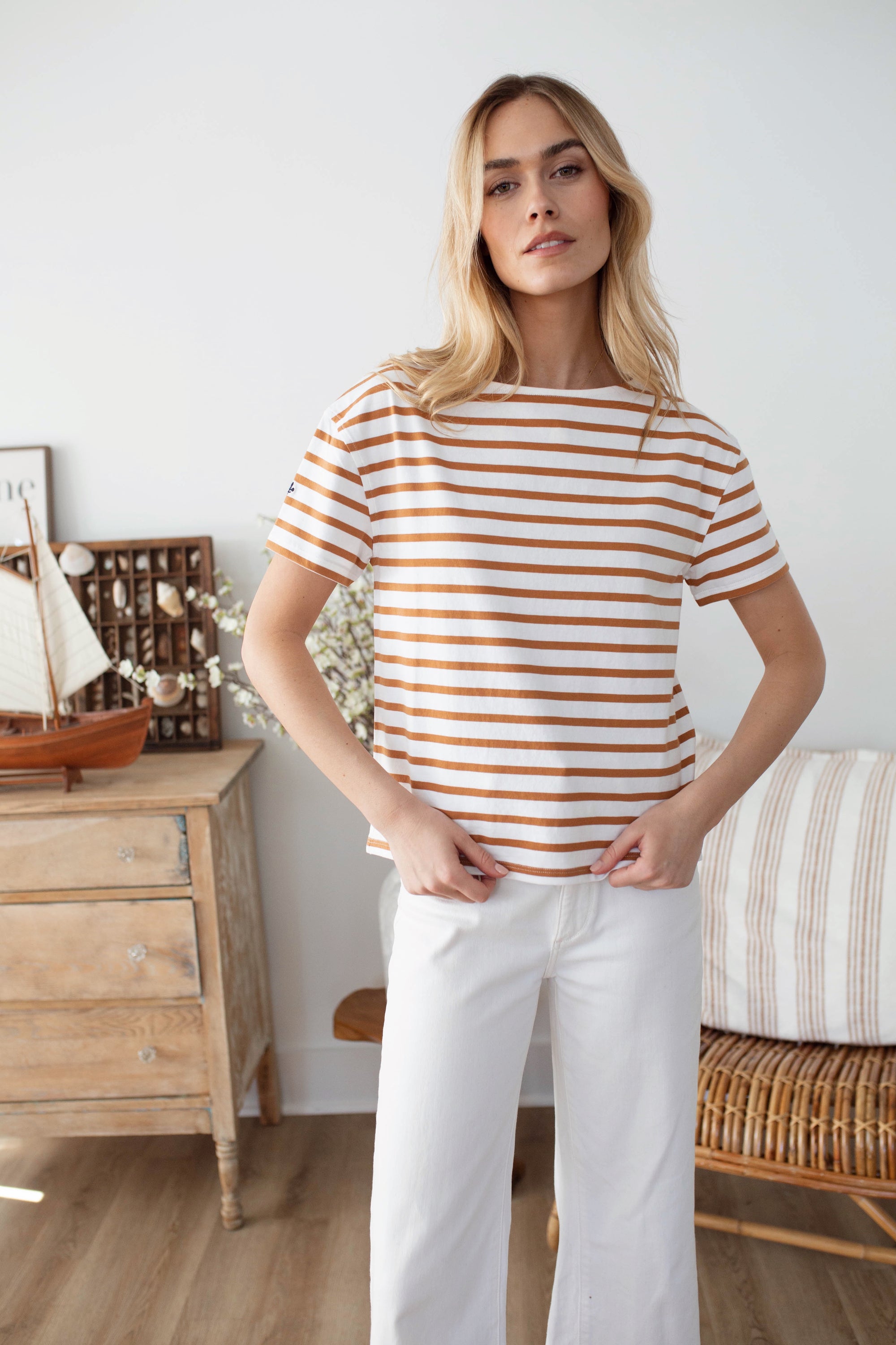 Short Sleeve Mariner - White/Cashew