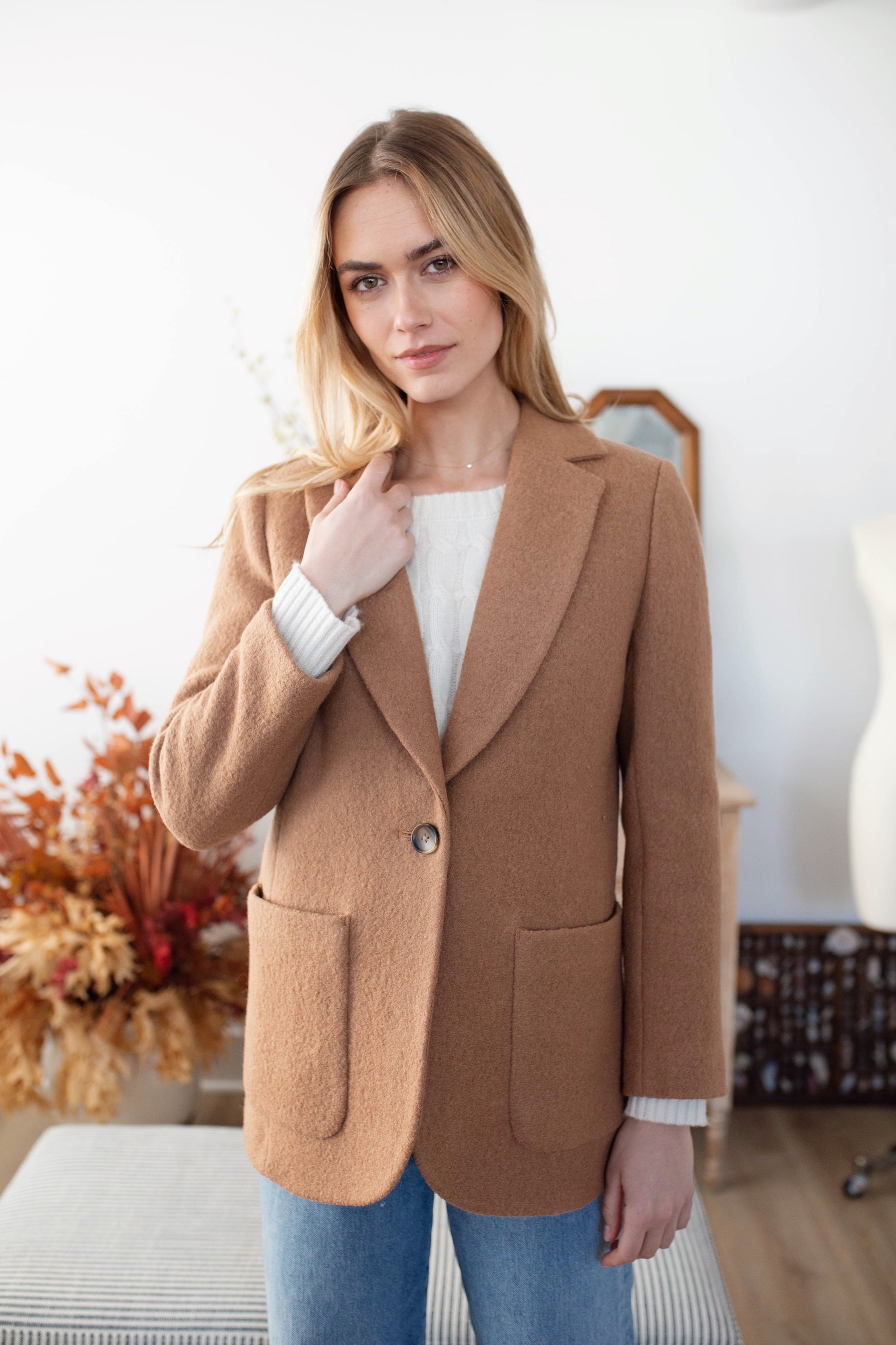 Boiled Wool Blazer - Camel