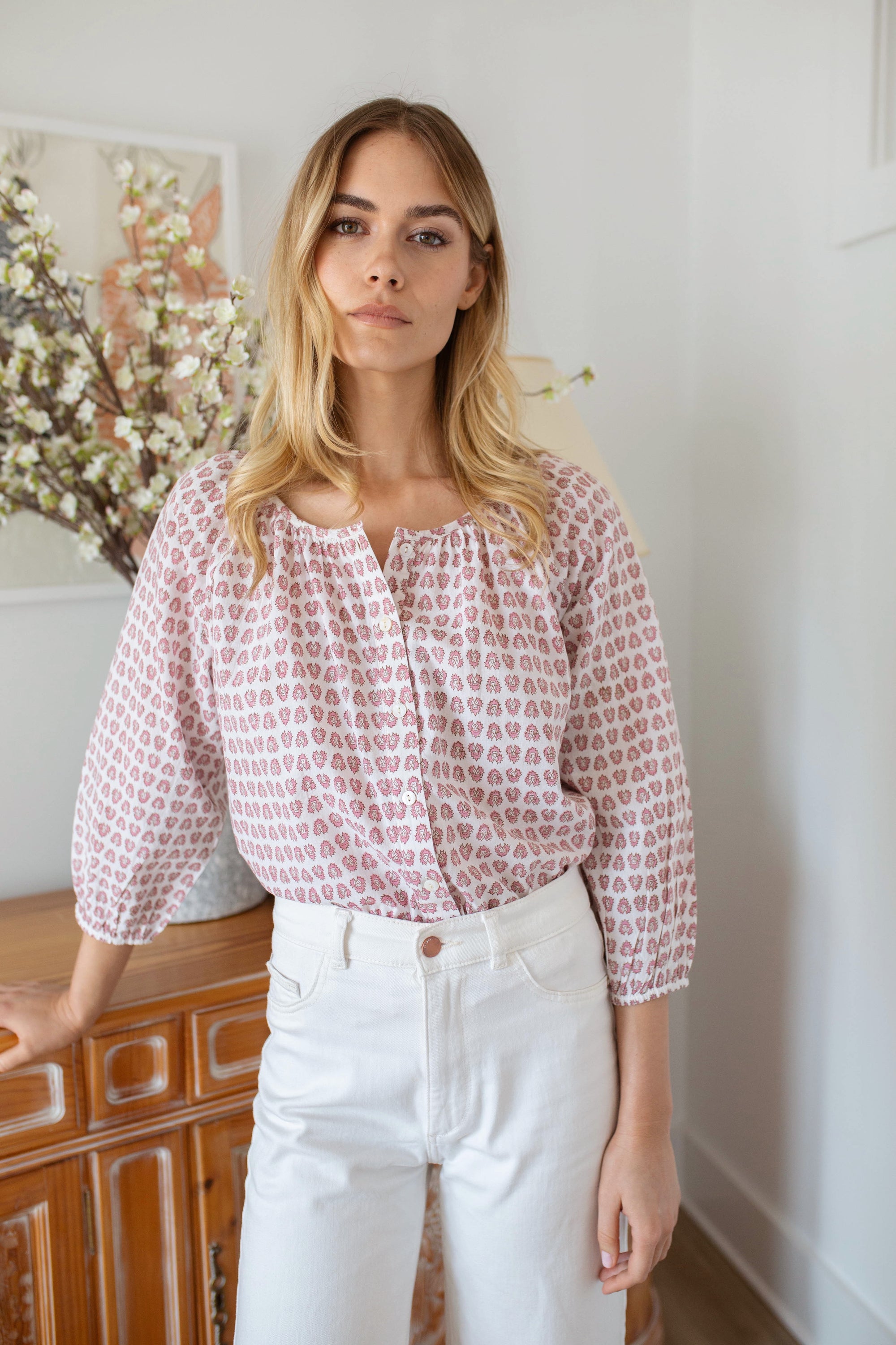 Sophie Top - White Lavender Thistle