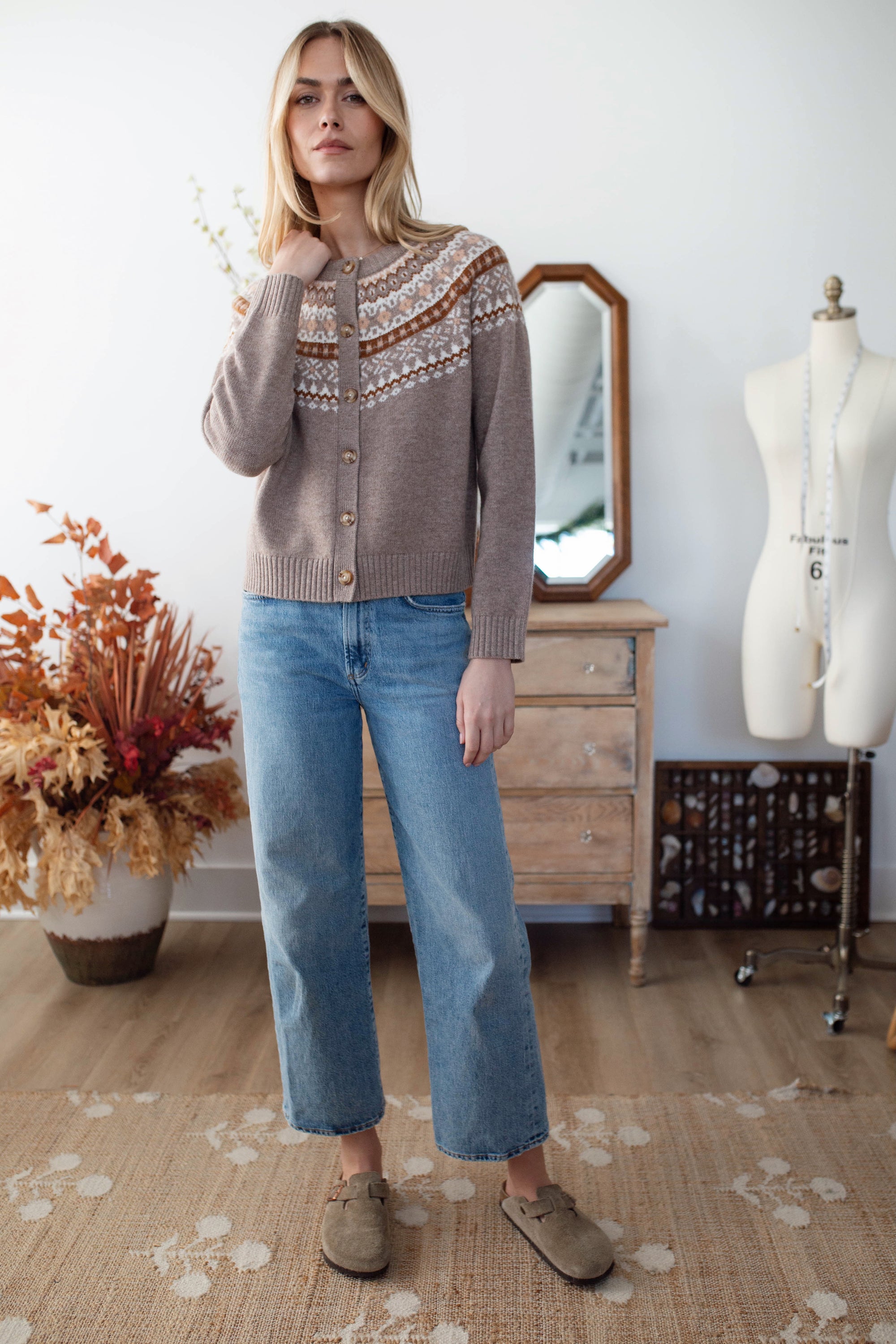 Louise Fair Isle Cardigan - Oatmeal