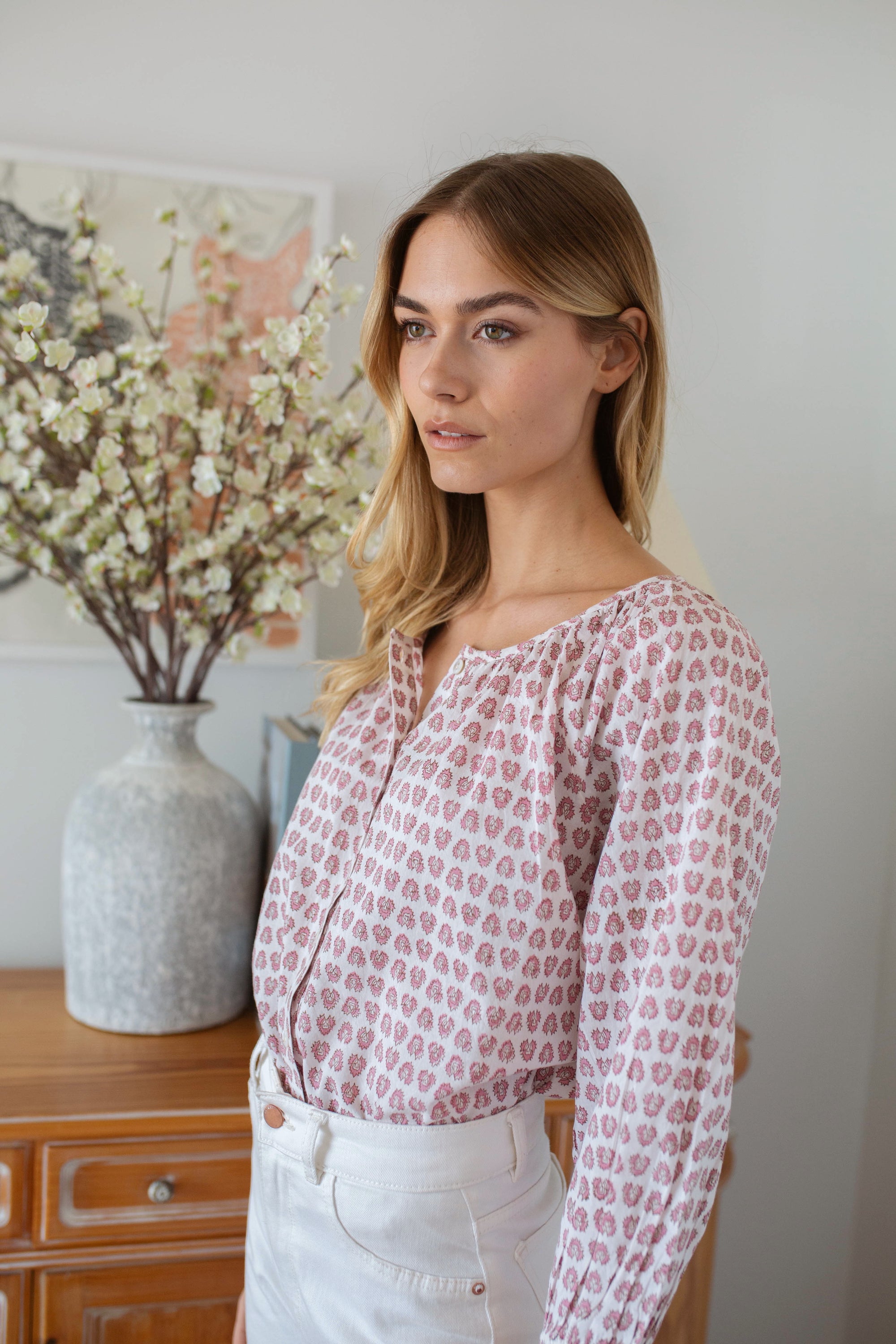 Sophie Top - White Lavender Thistle