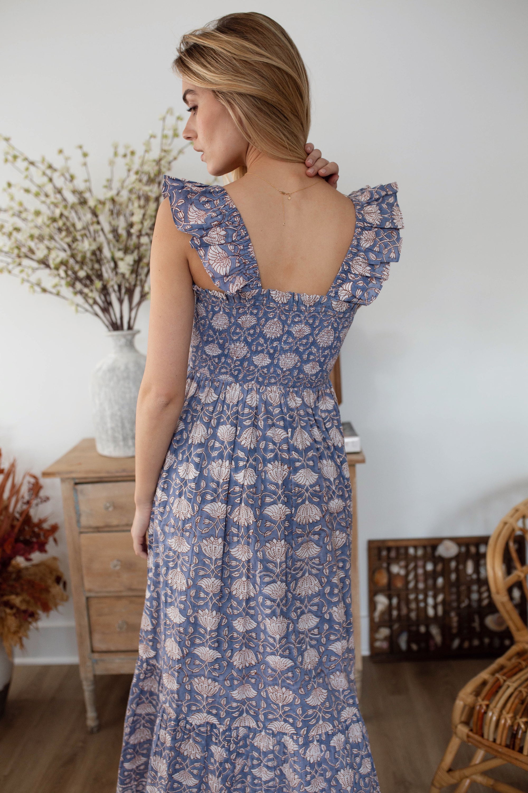 Sasco Dress - Blue Indigo Lotus