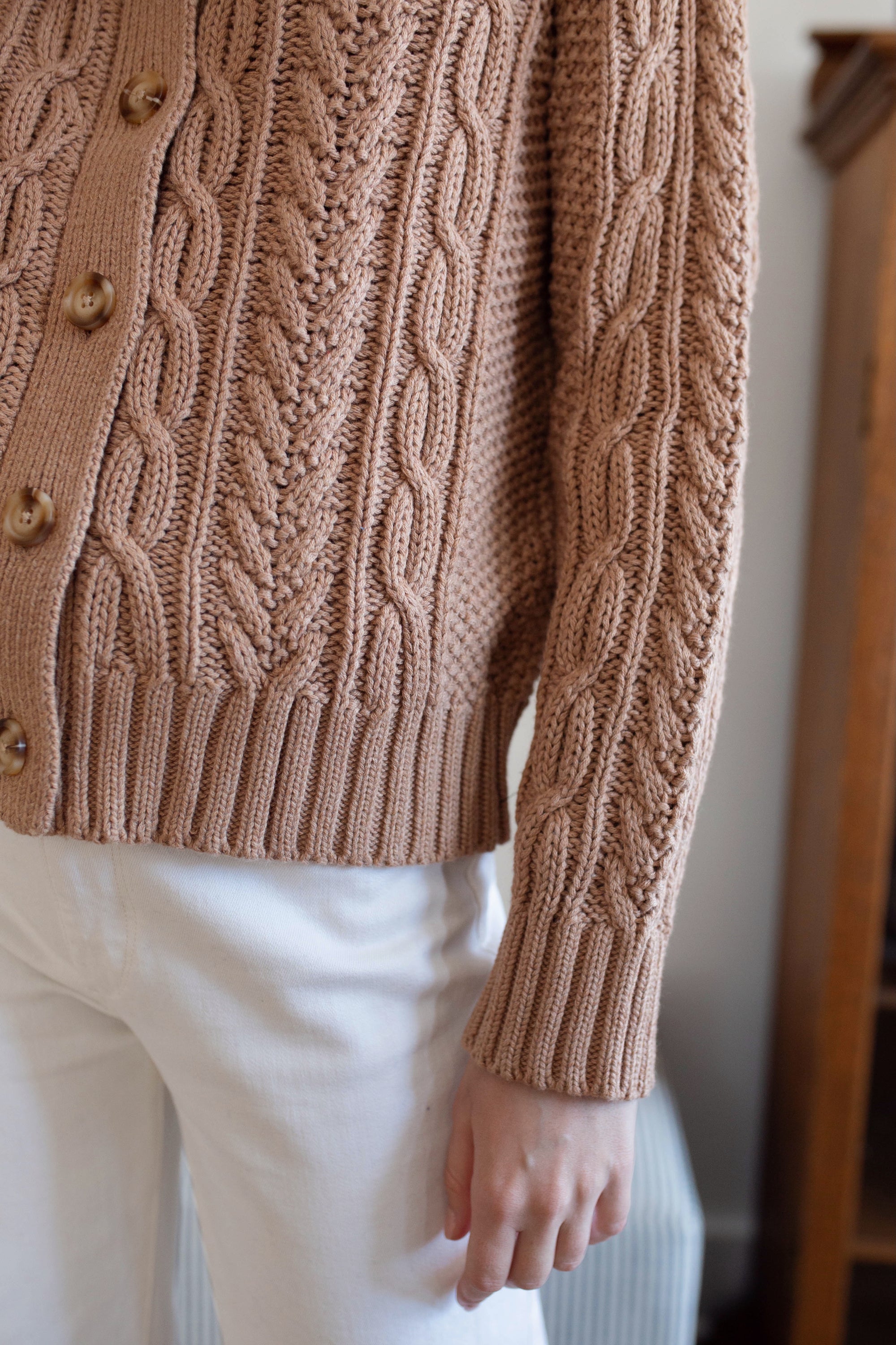 Cable Cardigan - Camel
