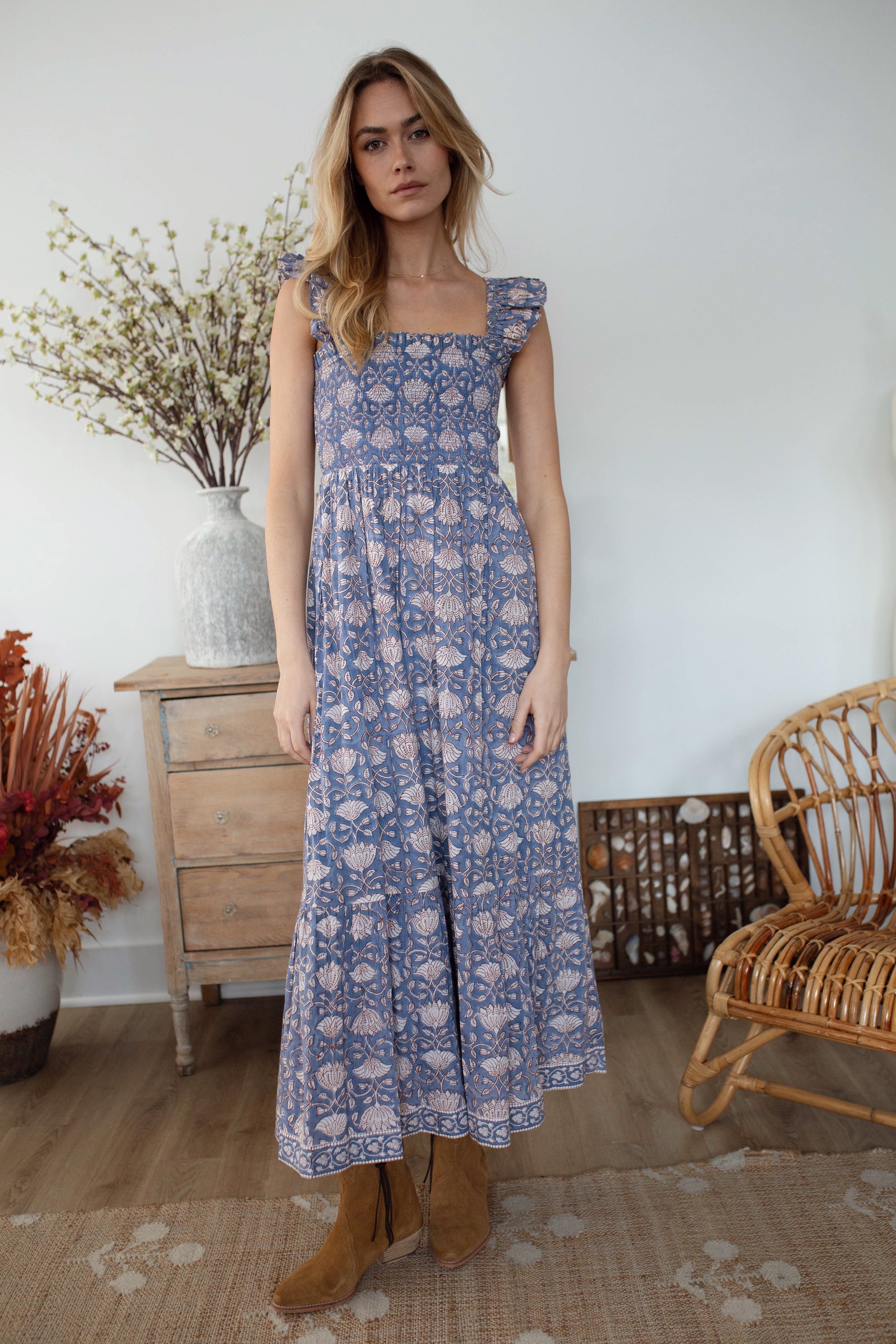 Sasco Dress - Blue Indigo Lotus