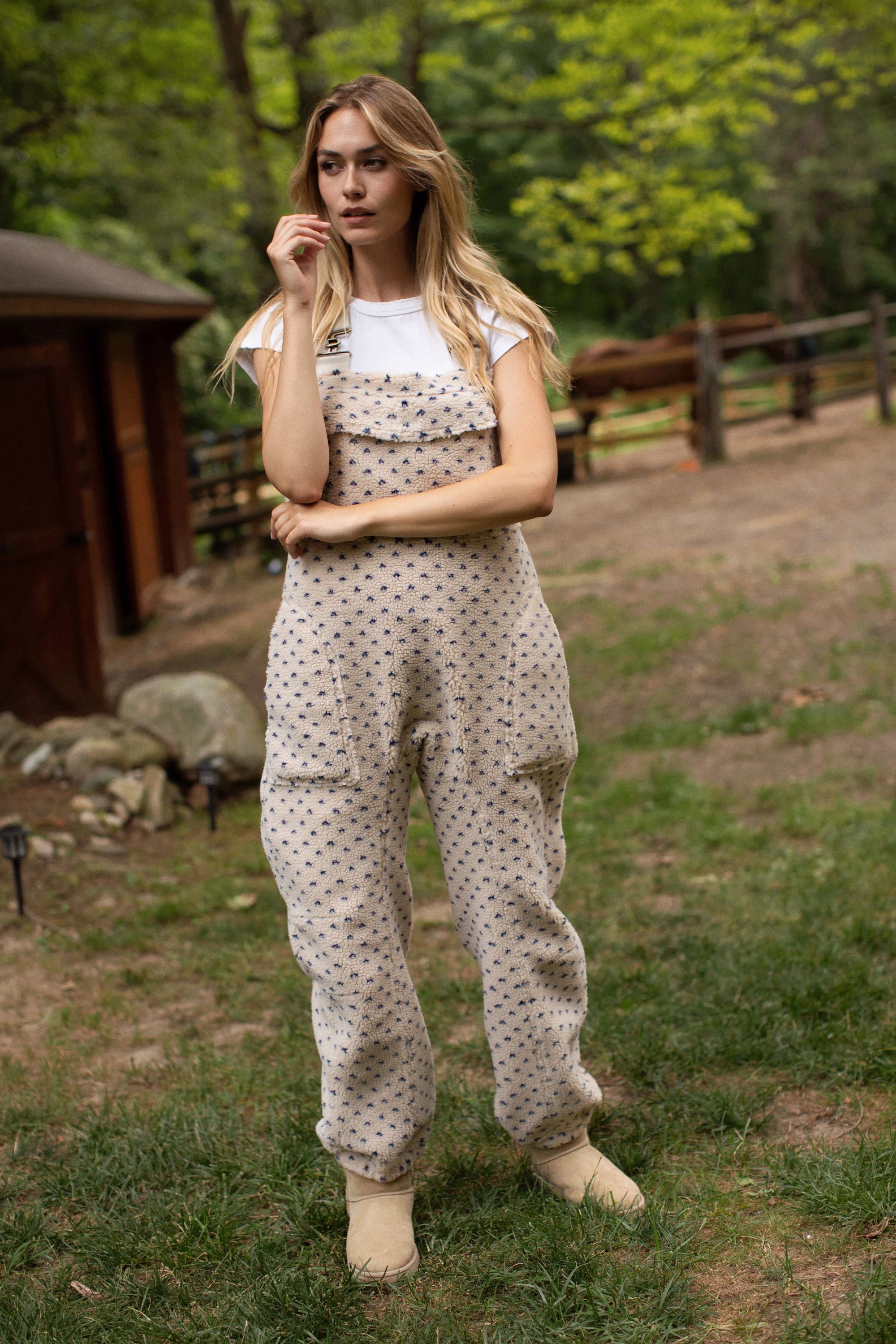 Scout Overalls - Ivory/Blue Birdseye