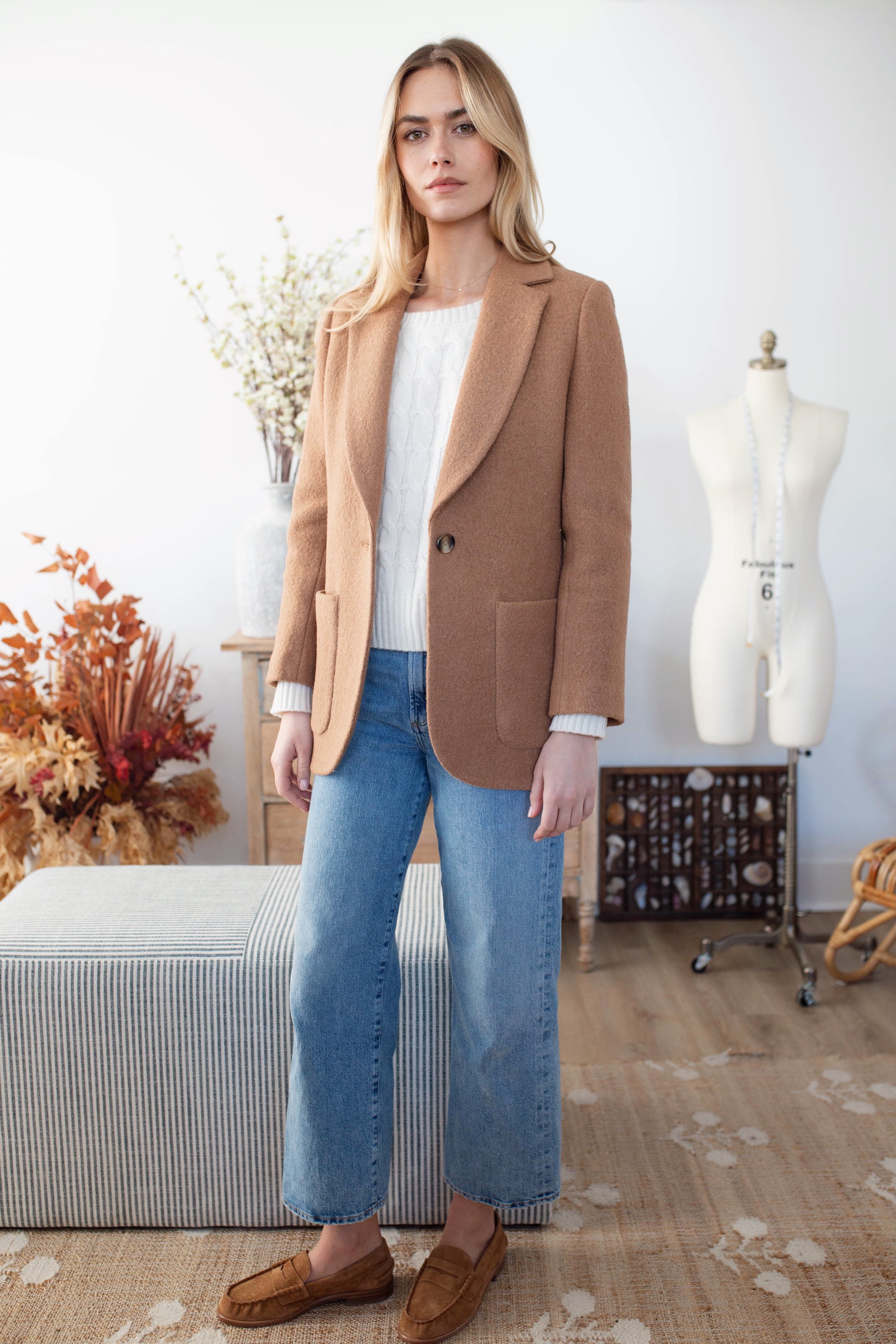 Boiled Wool Blazer - Camel