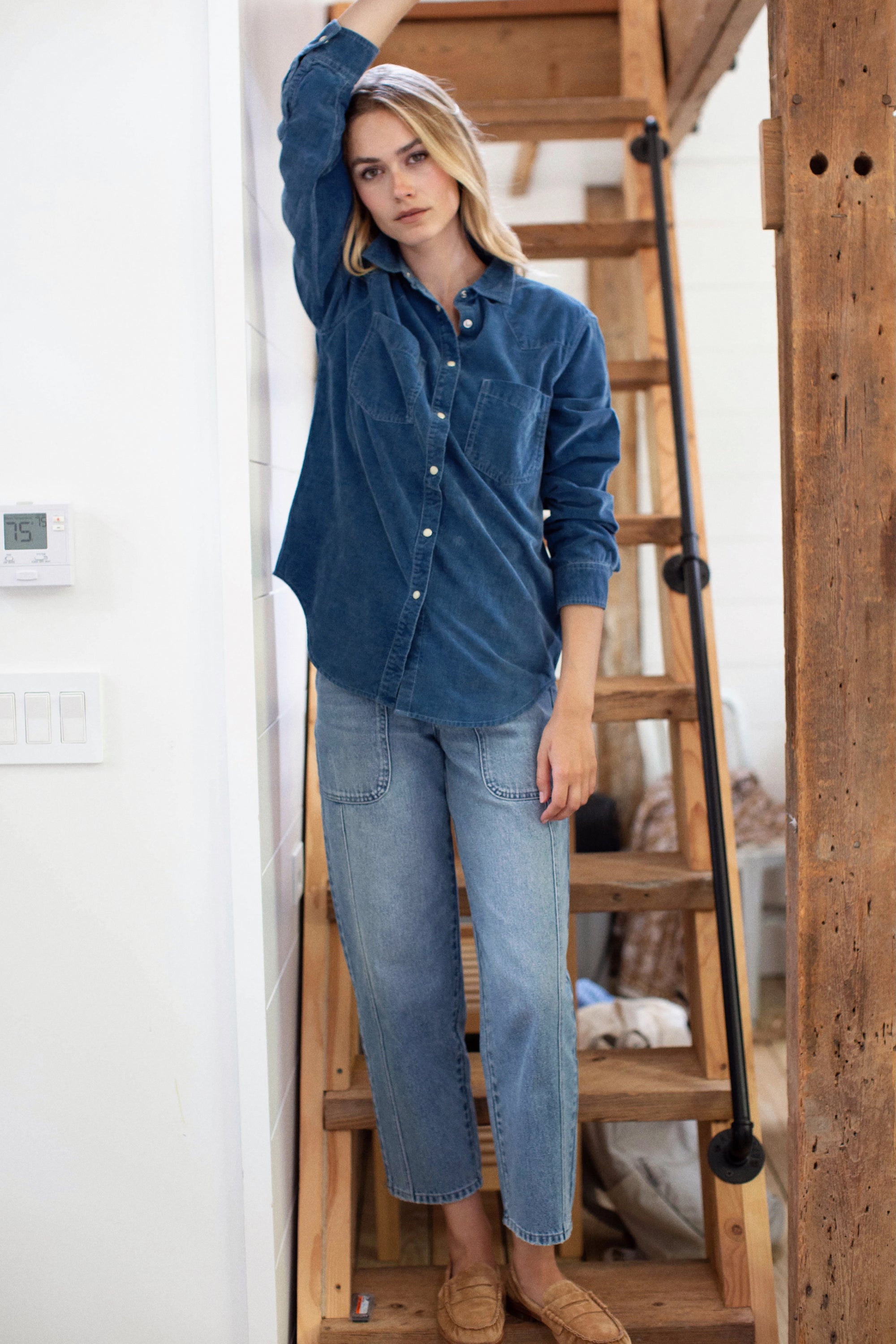 Western Shirt - Indigo Corduroy
