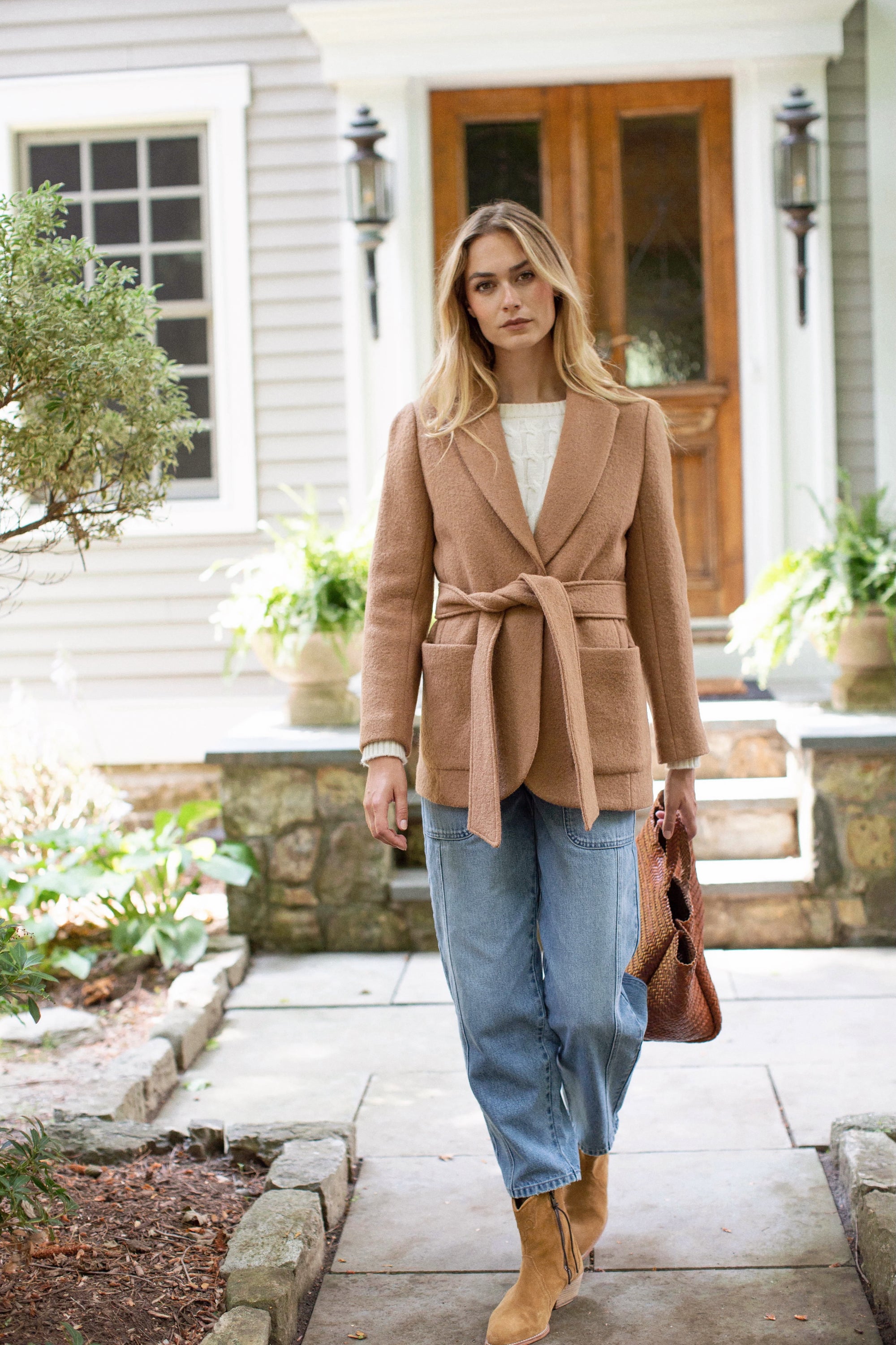 Boiled Wool Blazer - Camel