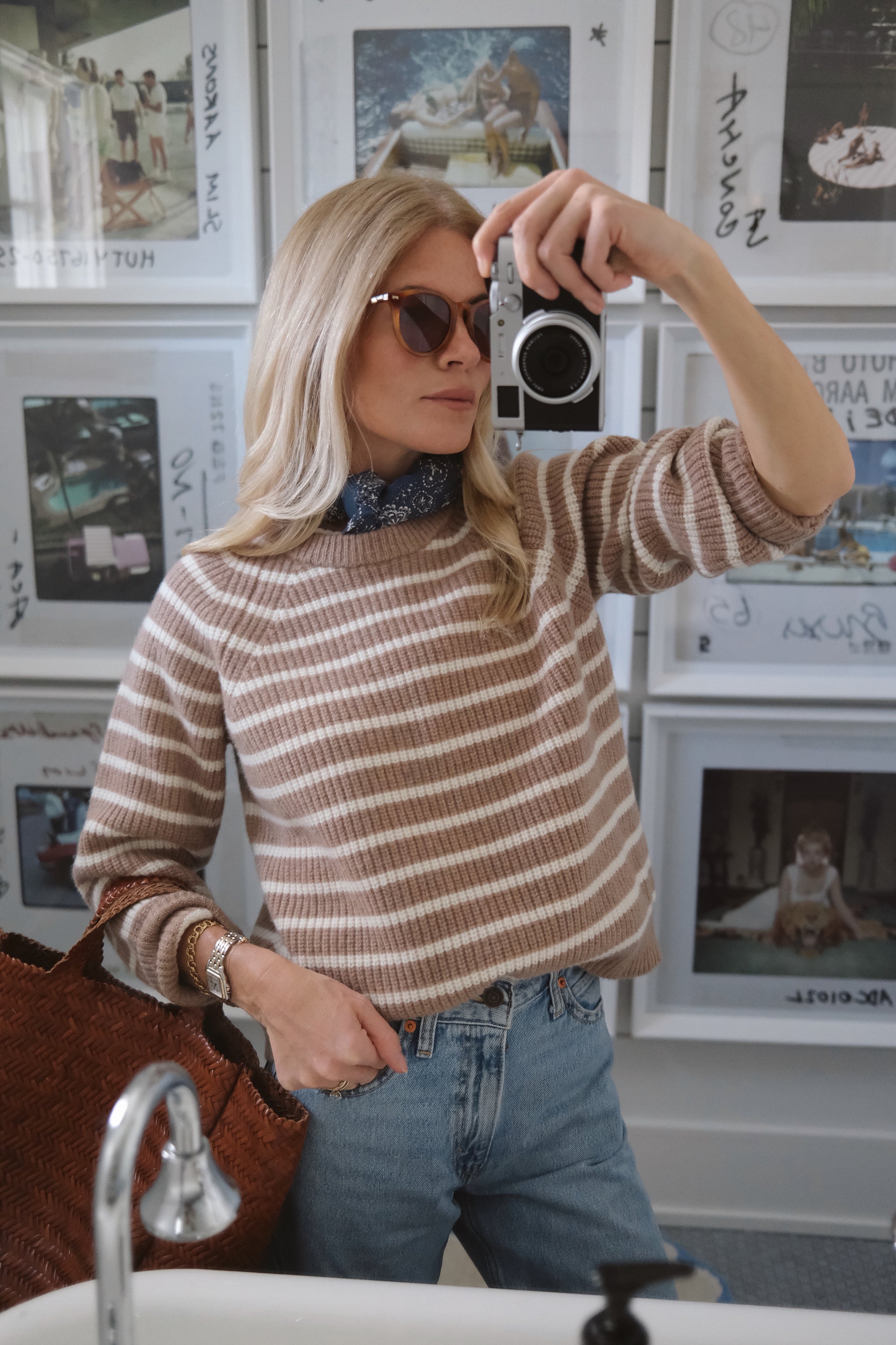 Marea Sweater - Camel Ivory Stripe