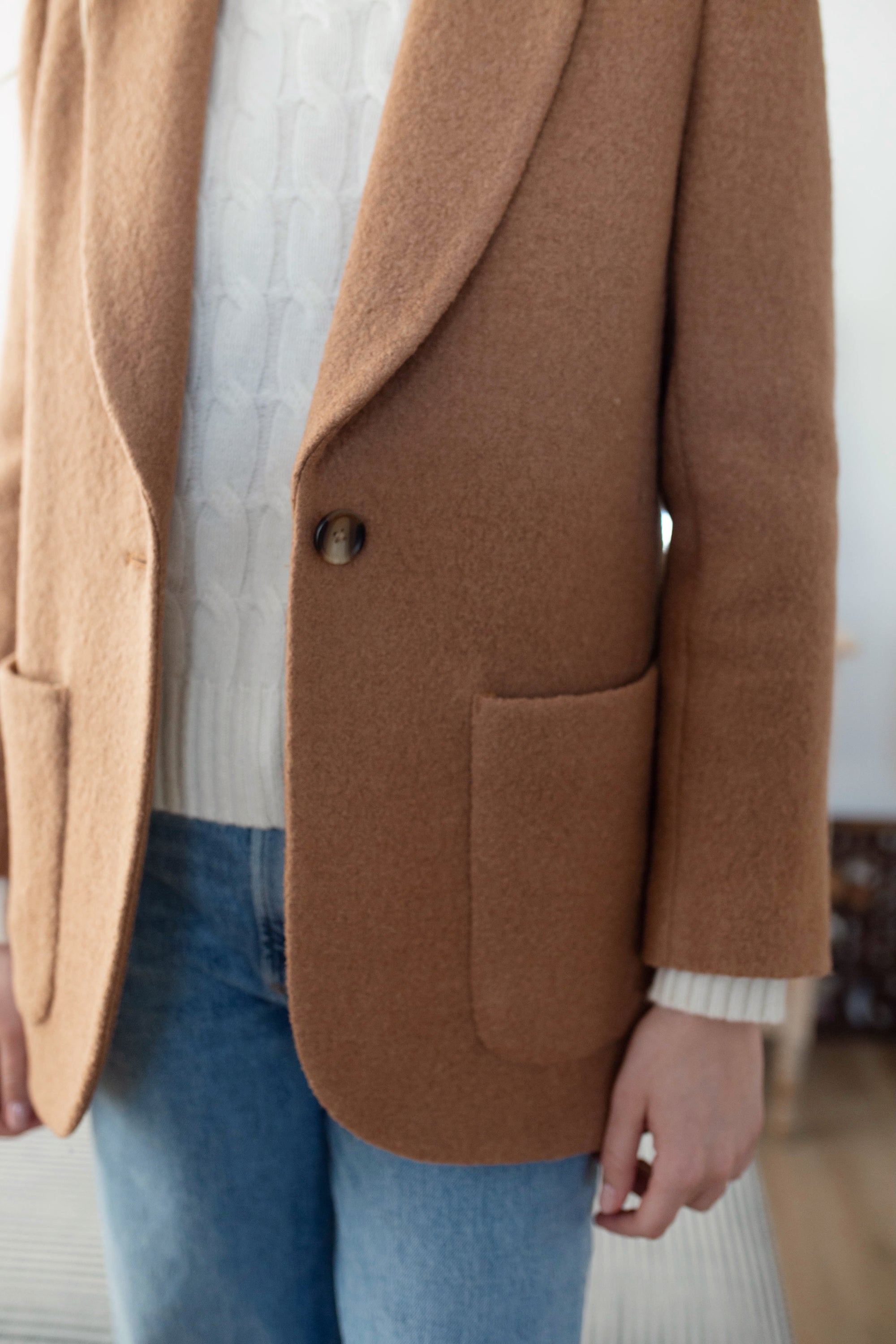 Boiled Wool Blazer - Camel