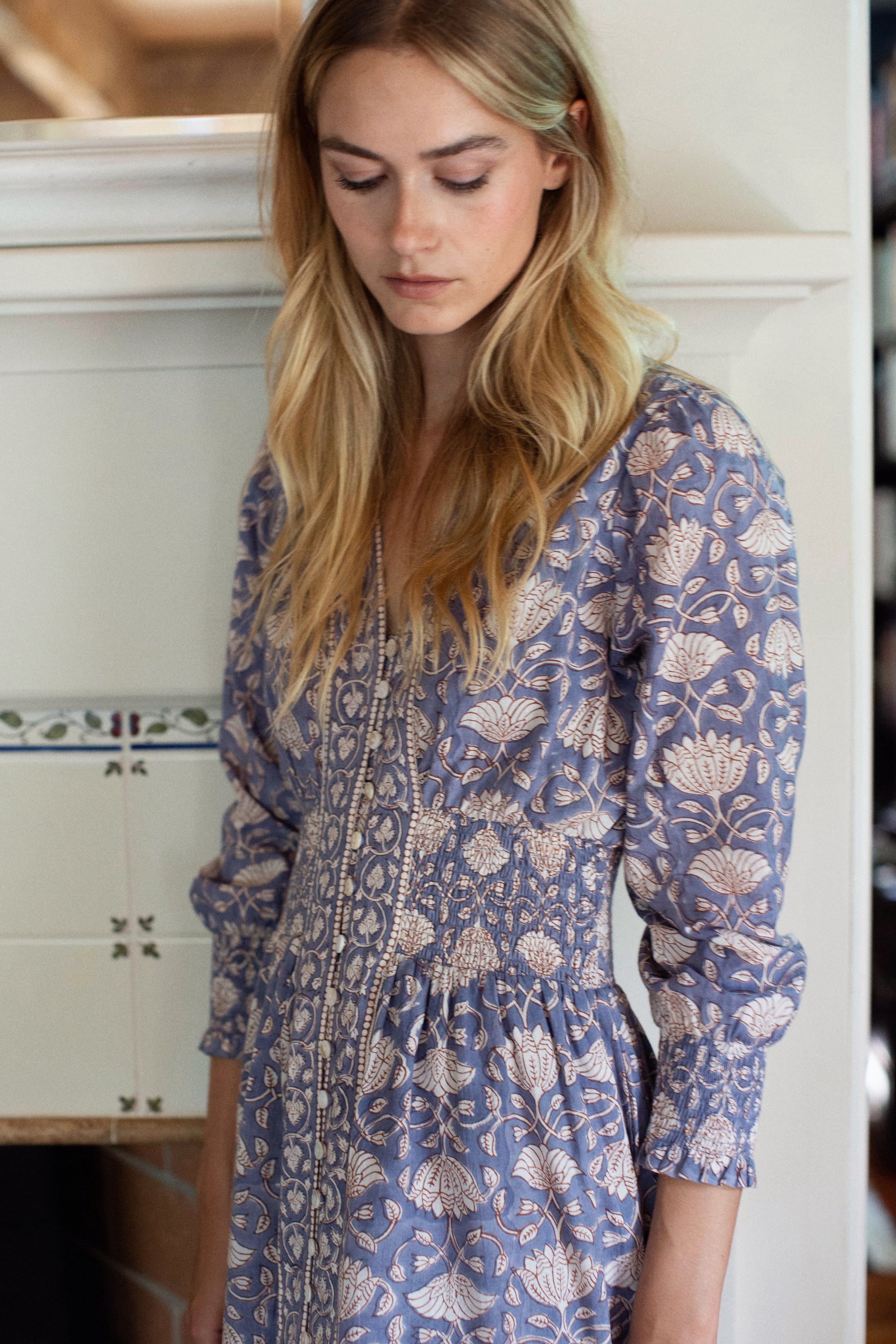 Francesca Dress - Blue Indigo Lotus