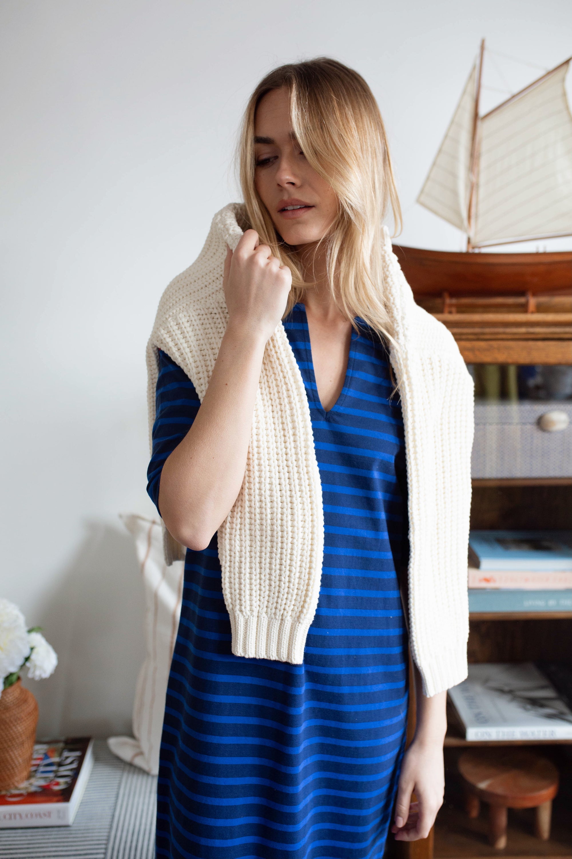 Mariner Tunic Dress - Tidal/Navy