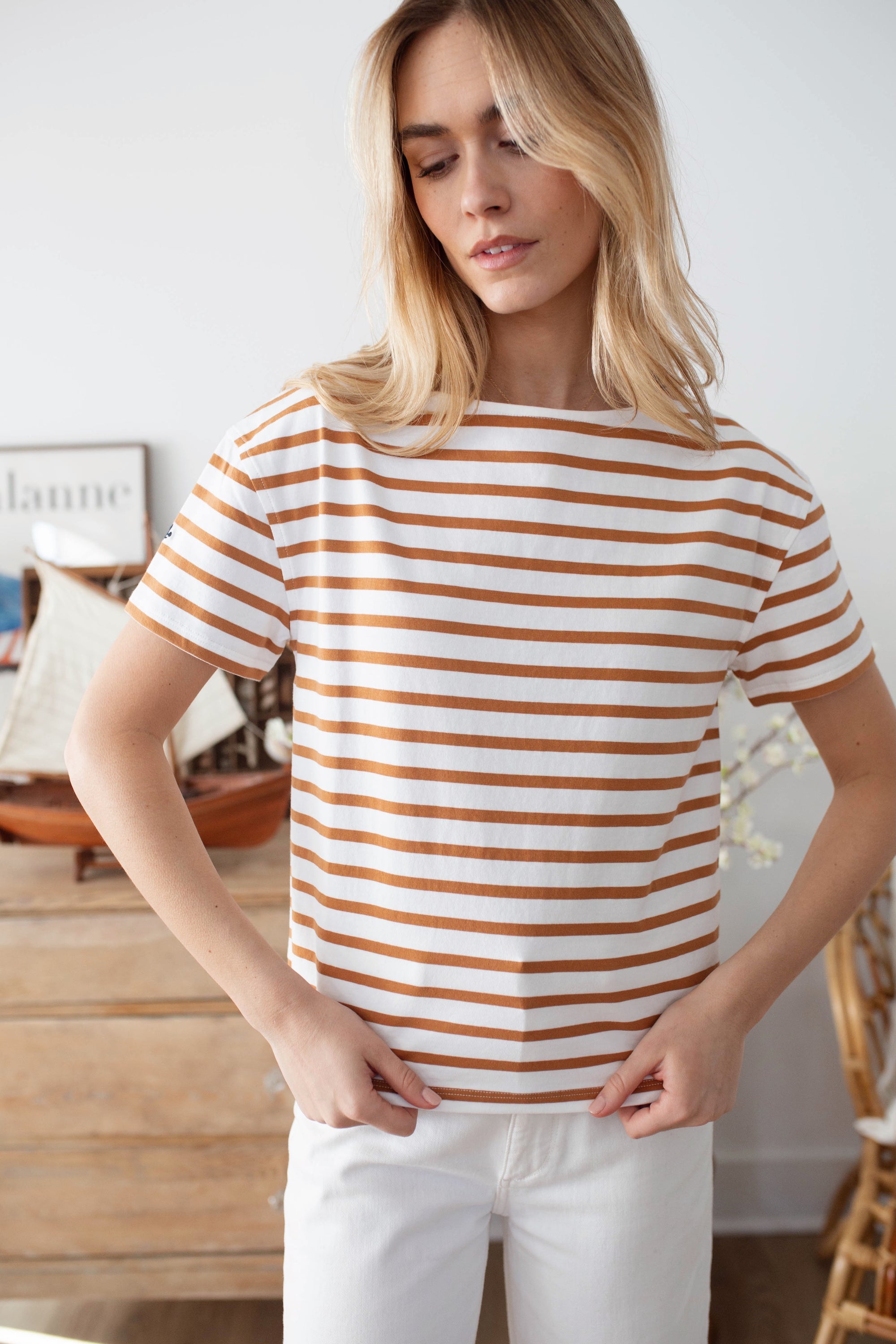 Short Sleeve Mariner - White/Cashew
