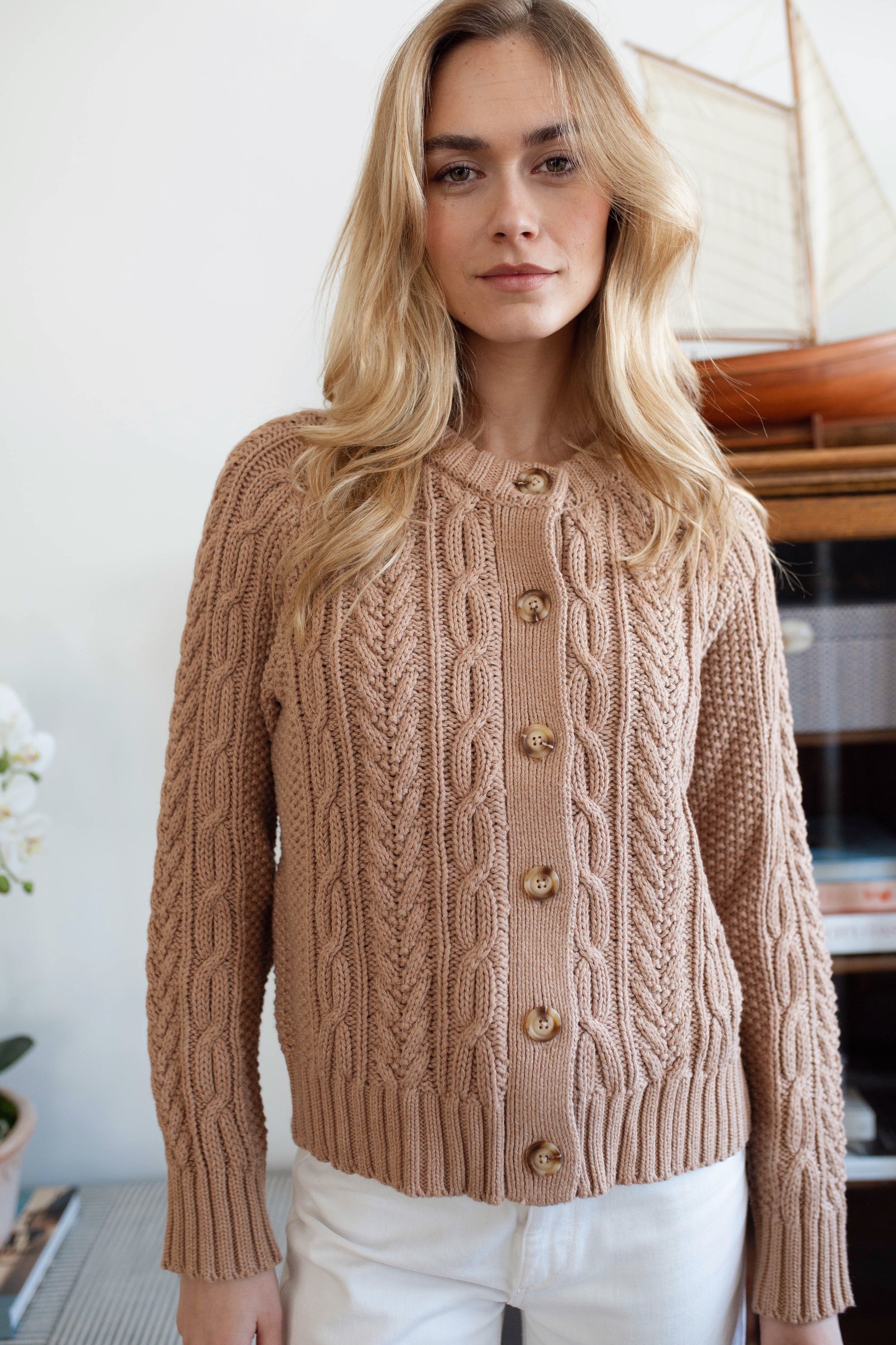 Cable Cardigan - Camel