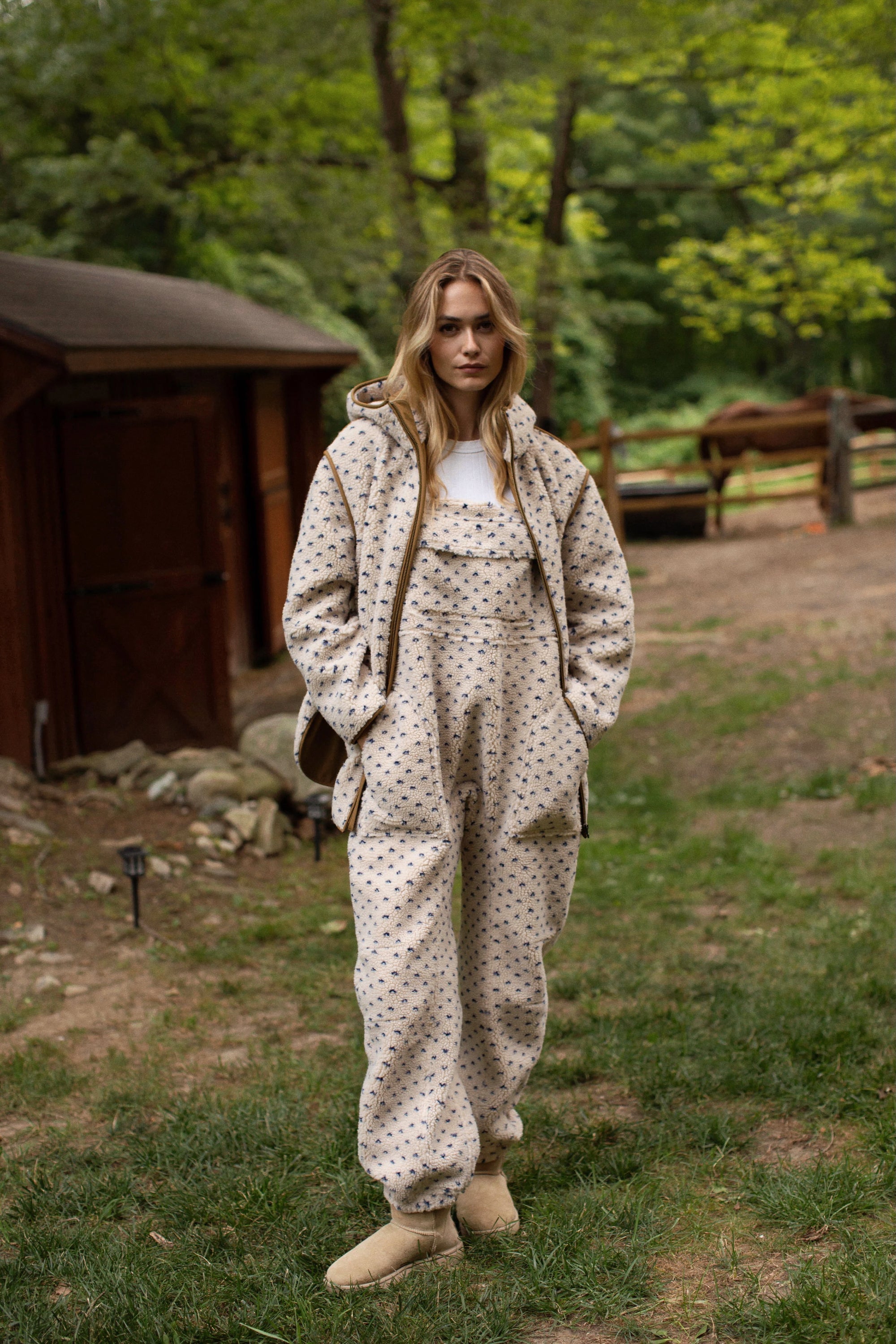 Scout Overalls - Ivory/Blue Birdseye