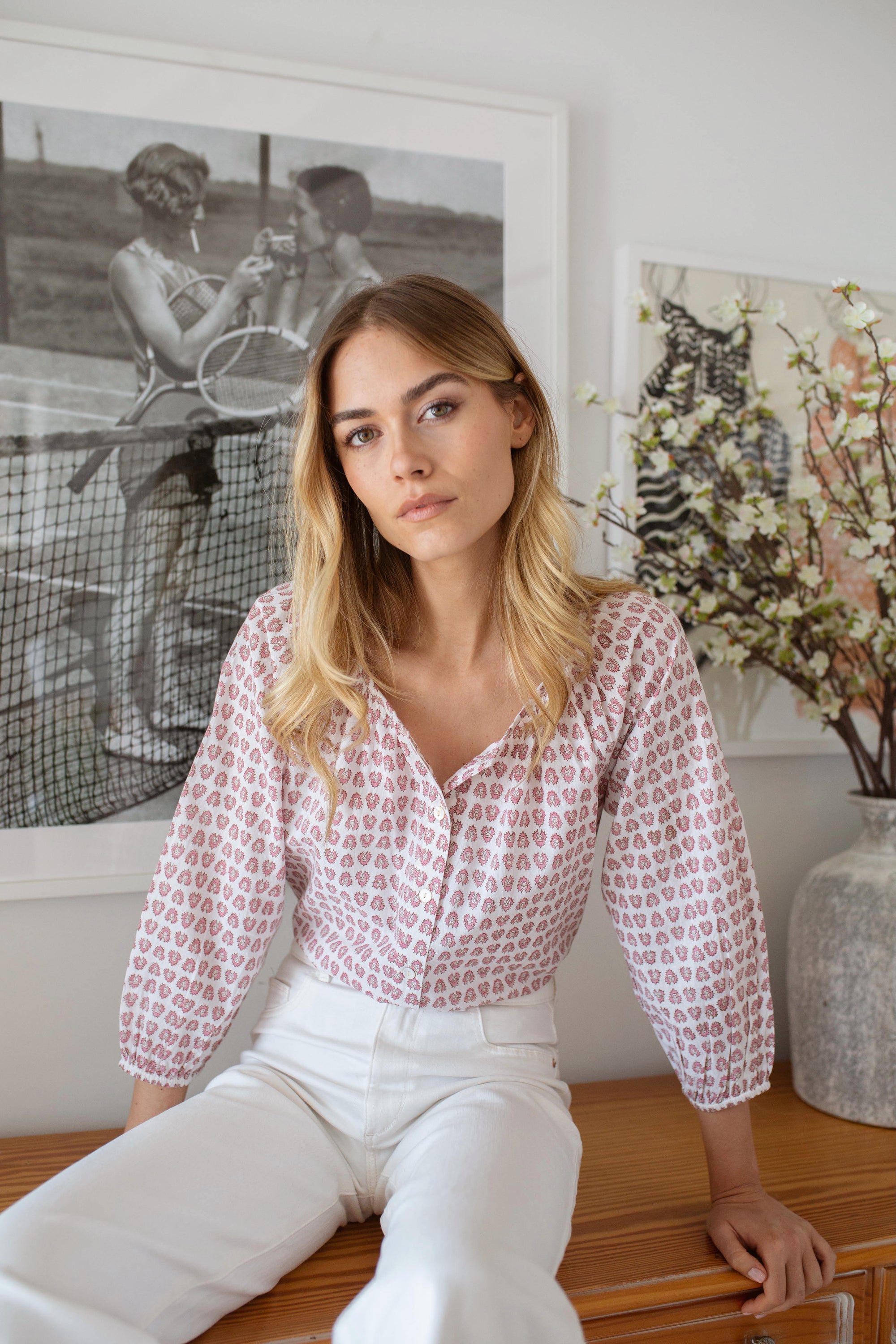 Sophie Top - White Lavender Thistle