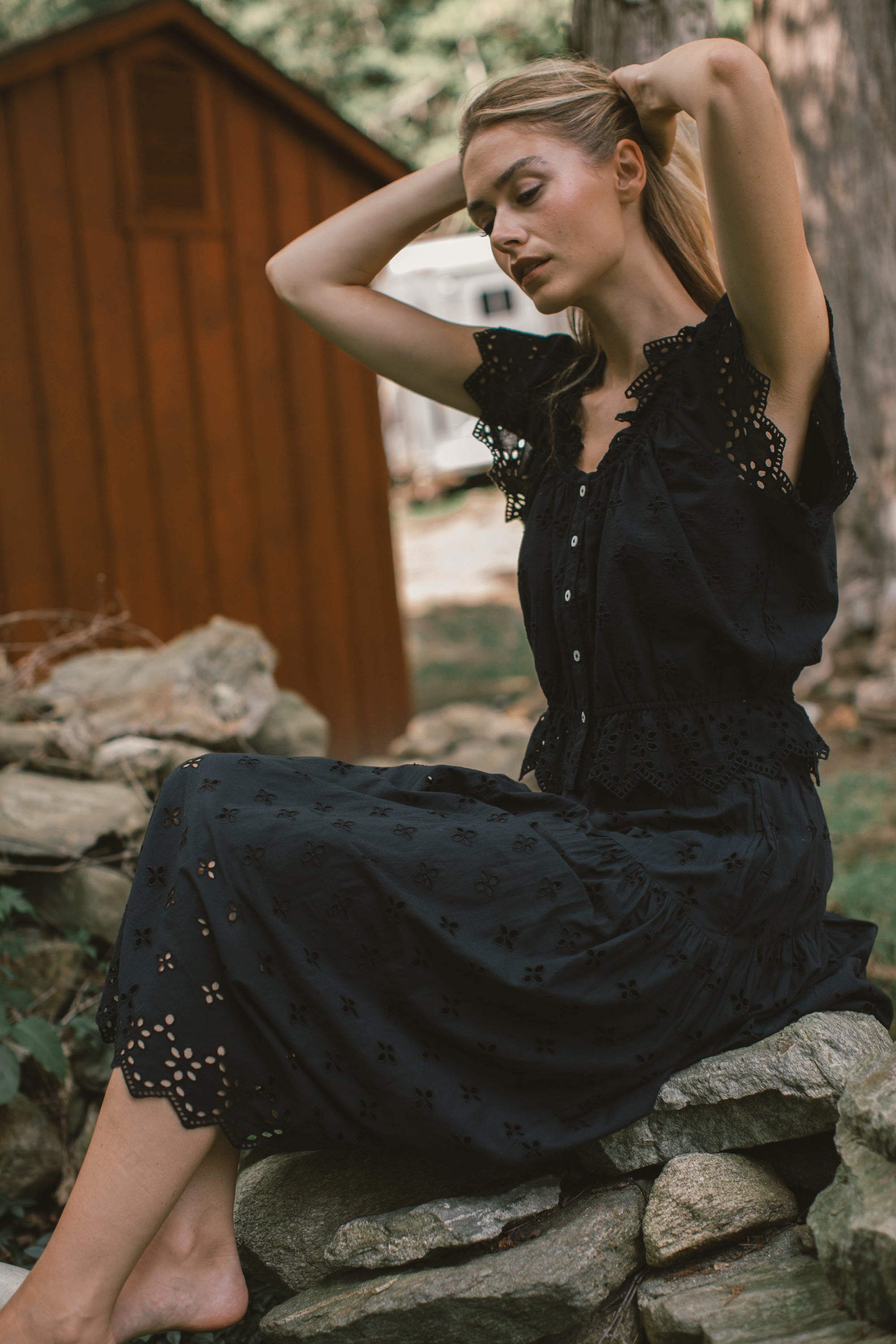 Louisa Skirt - Black Eyelet