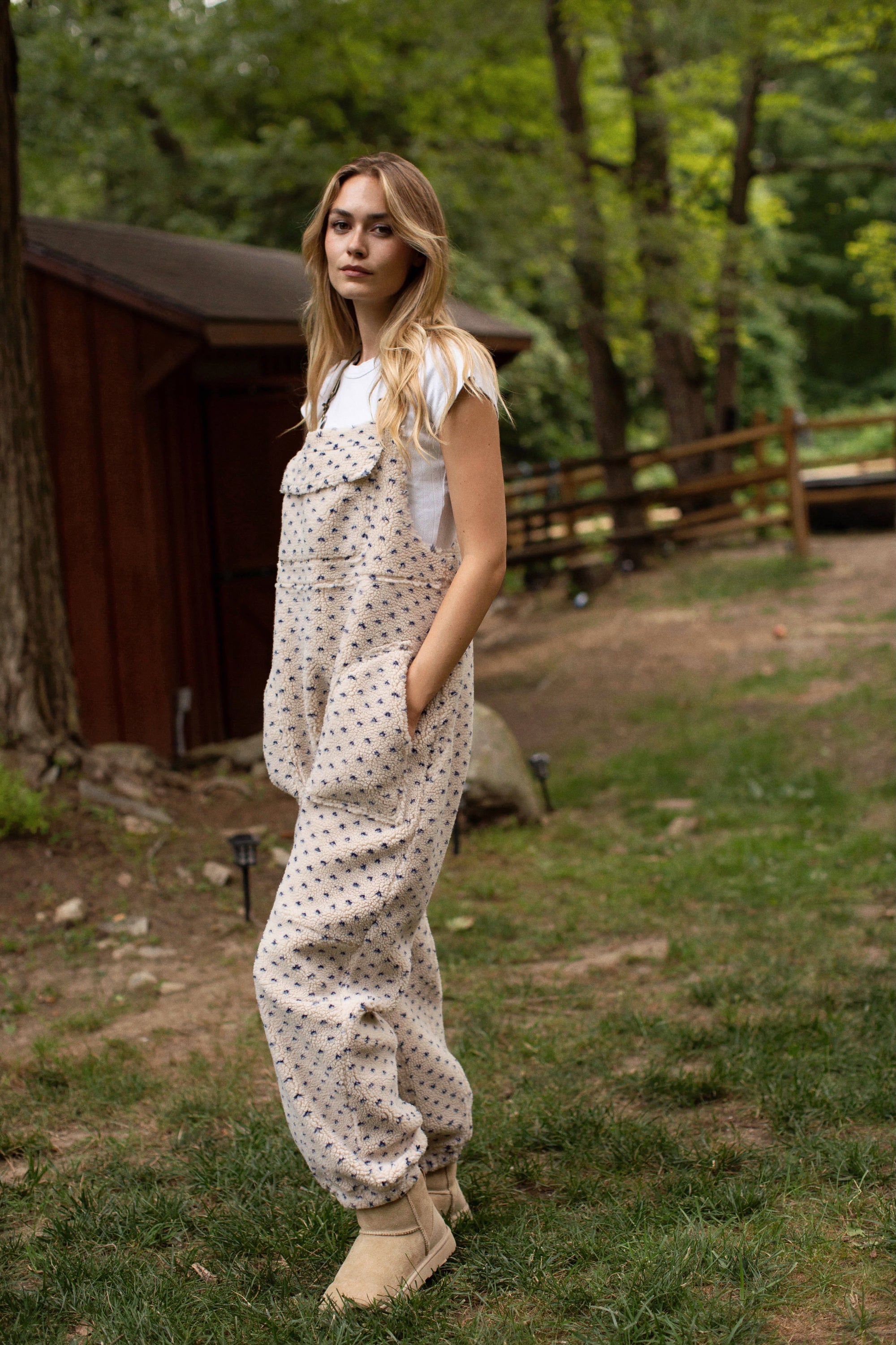 Scout Overalls - Ivory/Blue Birdseye