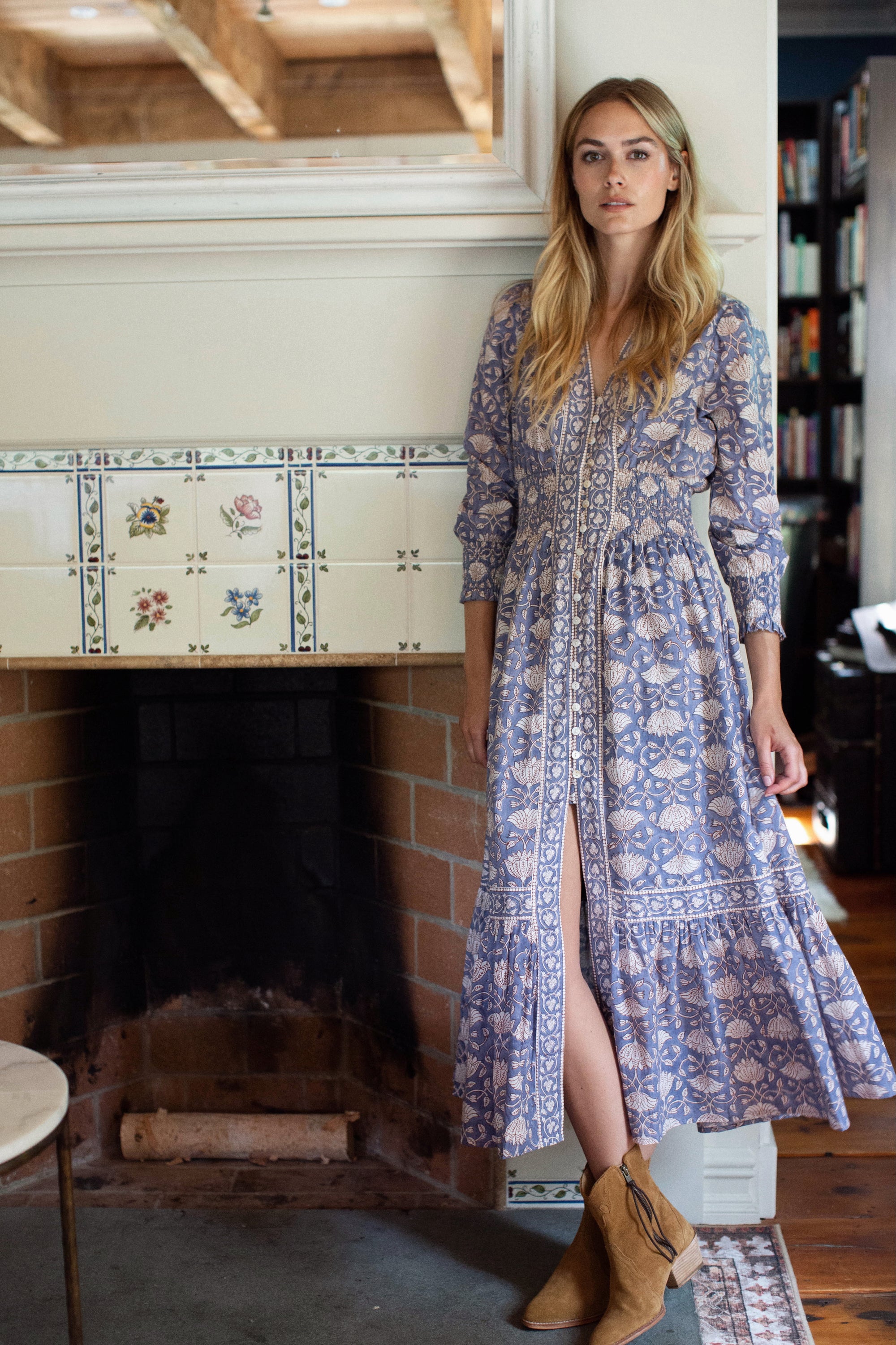 Francesca Dress - Blue Indigo Lotus