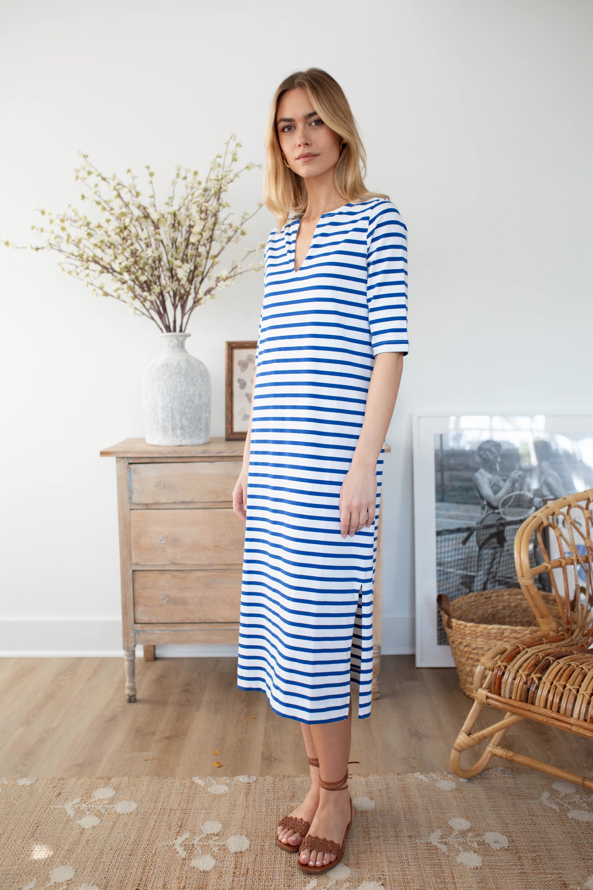 Mariner Tunic Dress - Tidal/White