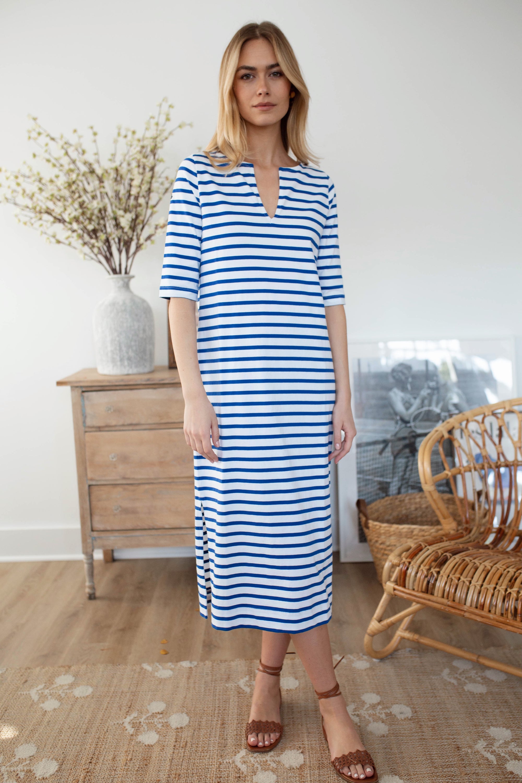 Mariner Tunic Dress - Tidal/White