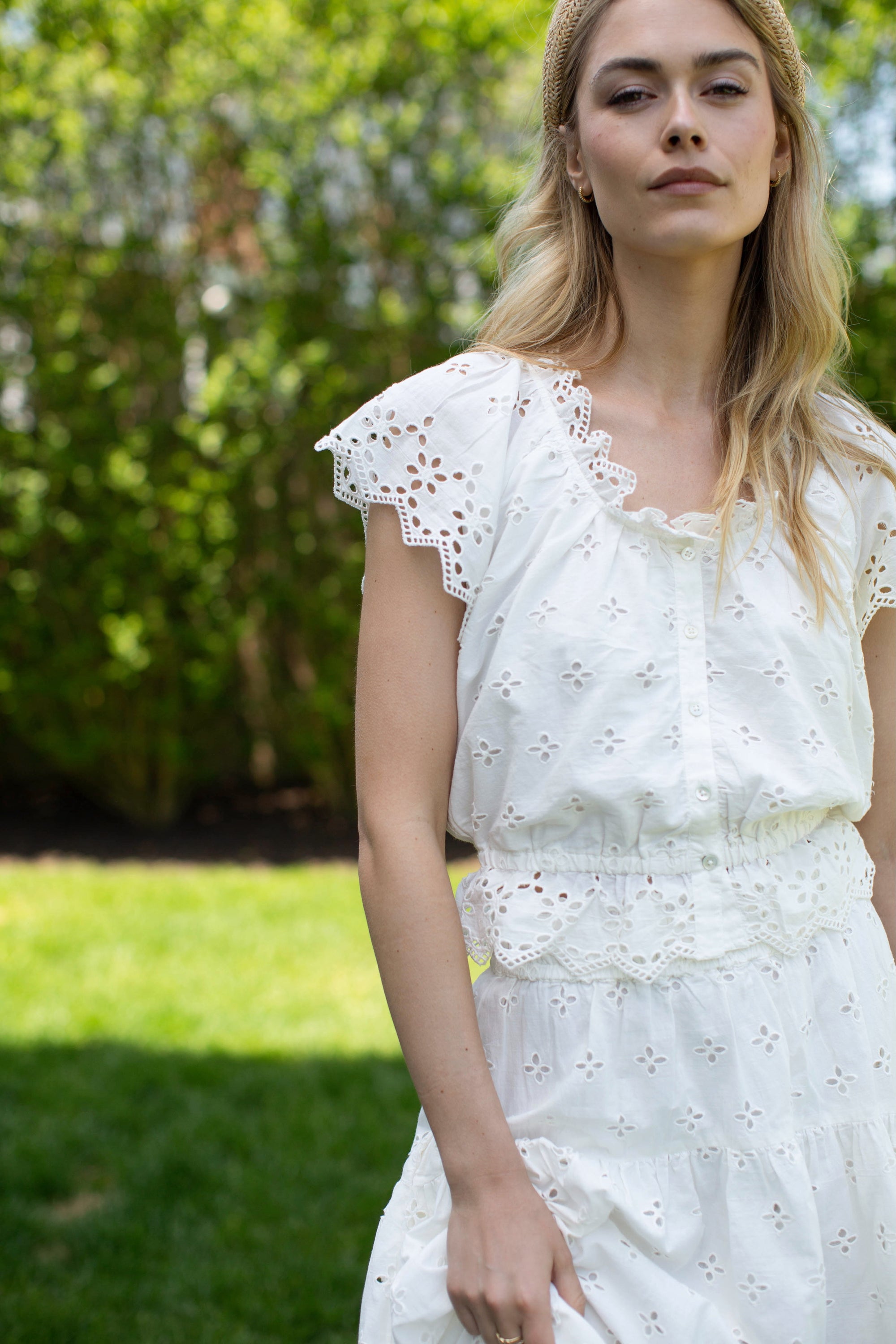 Erin Eyelet Top - White