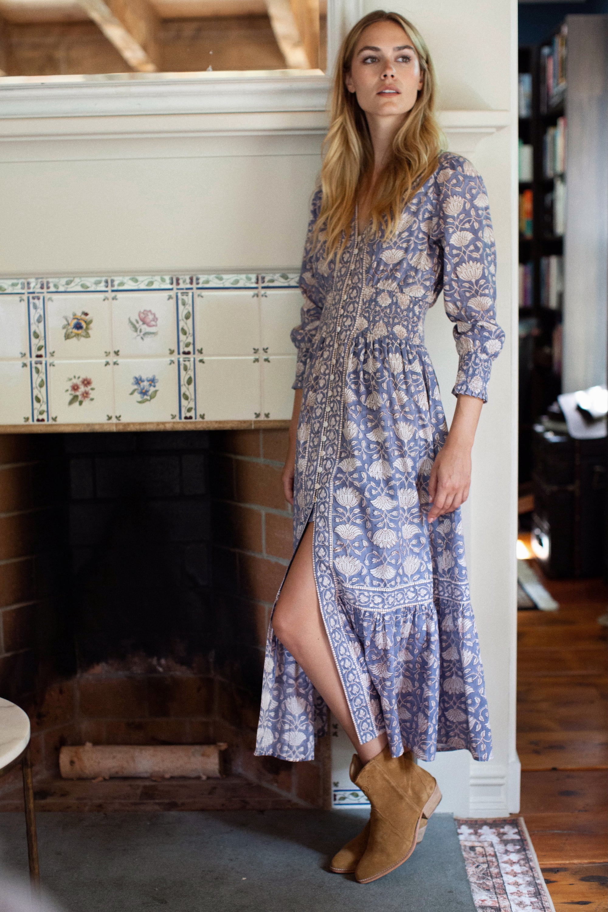 Francesca Dress - Blue Indigo Lotus