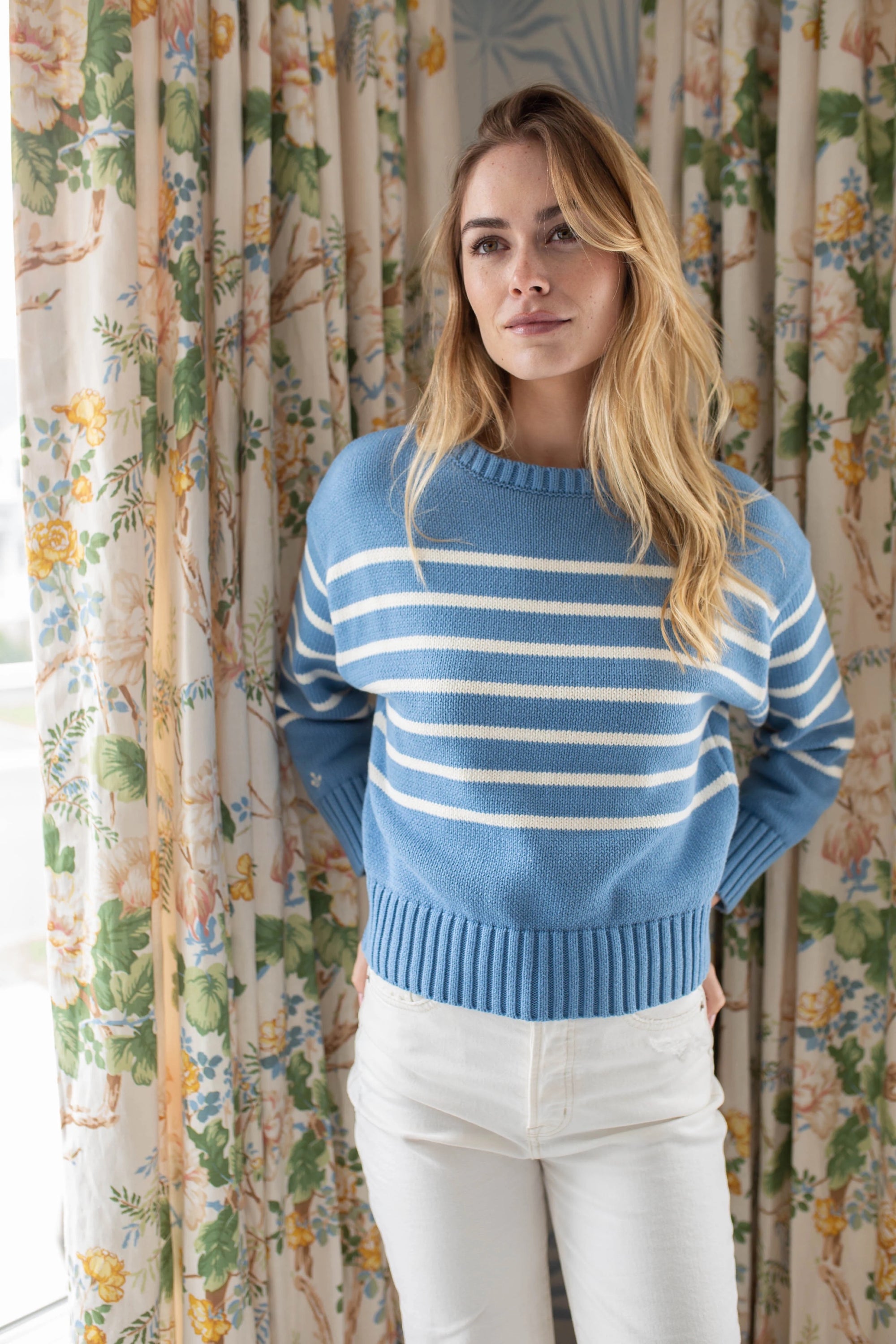 Lake Sweater - Atlantic Blue/Ivory Stripe