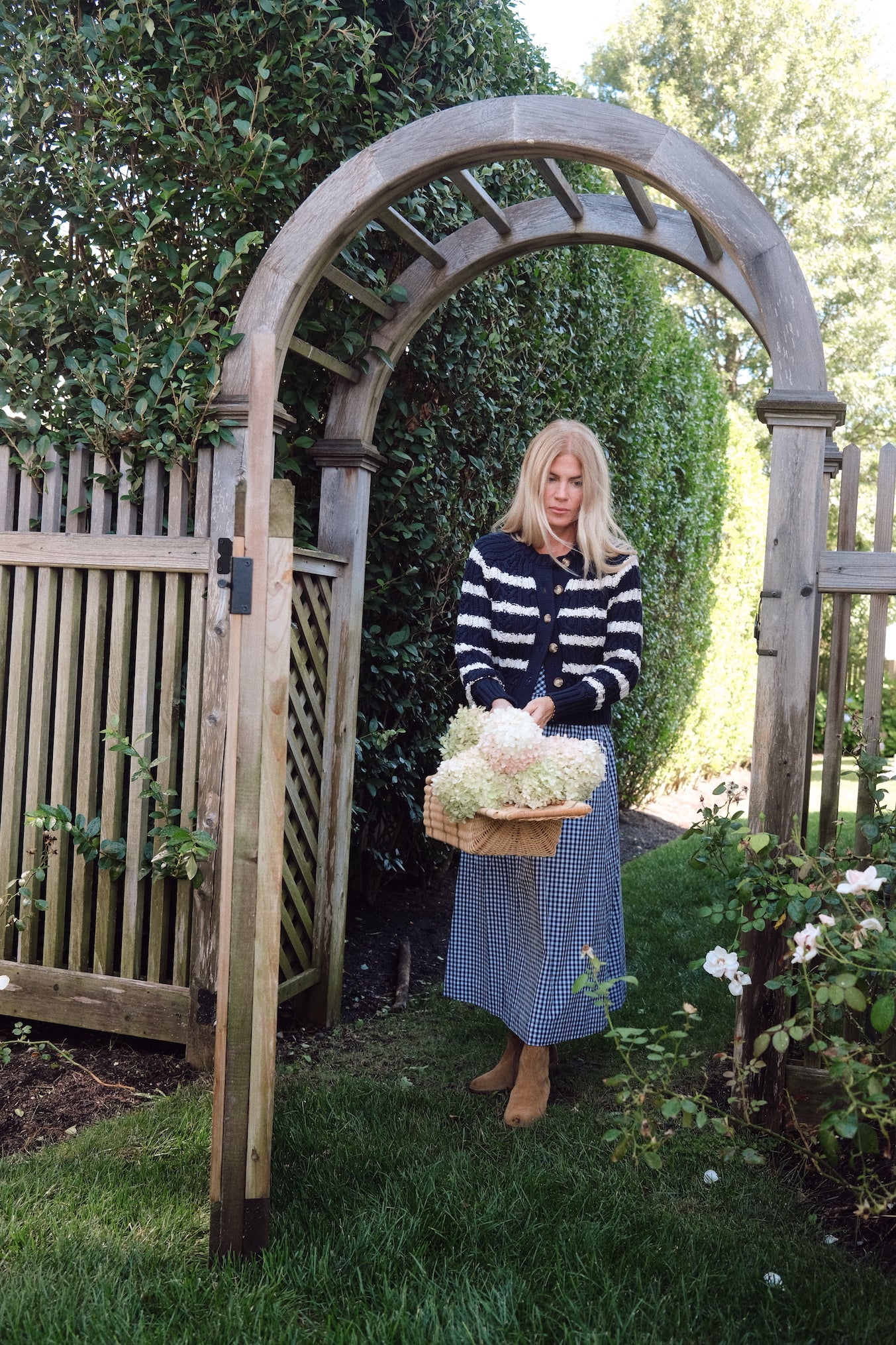 Striped Cable Cardigan - Navy/Ivory Stripe