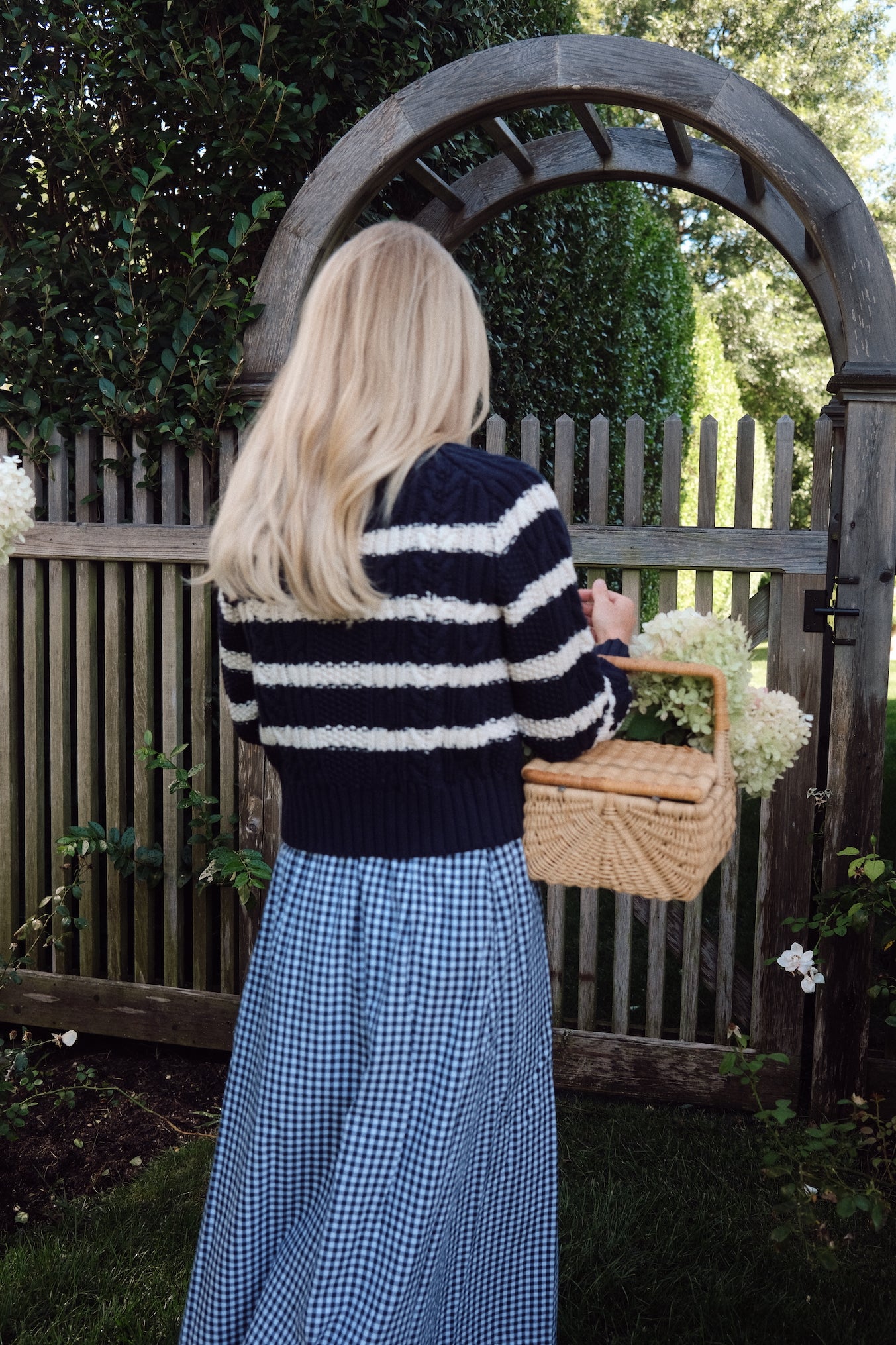 Striped Cable Cardigan - Navy/Ivory Stripe