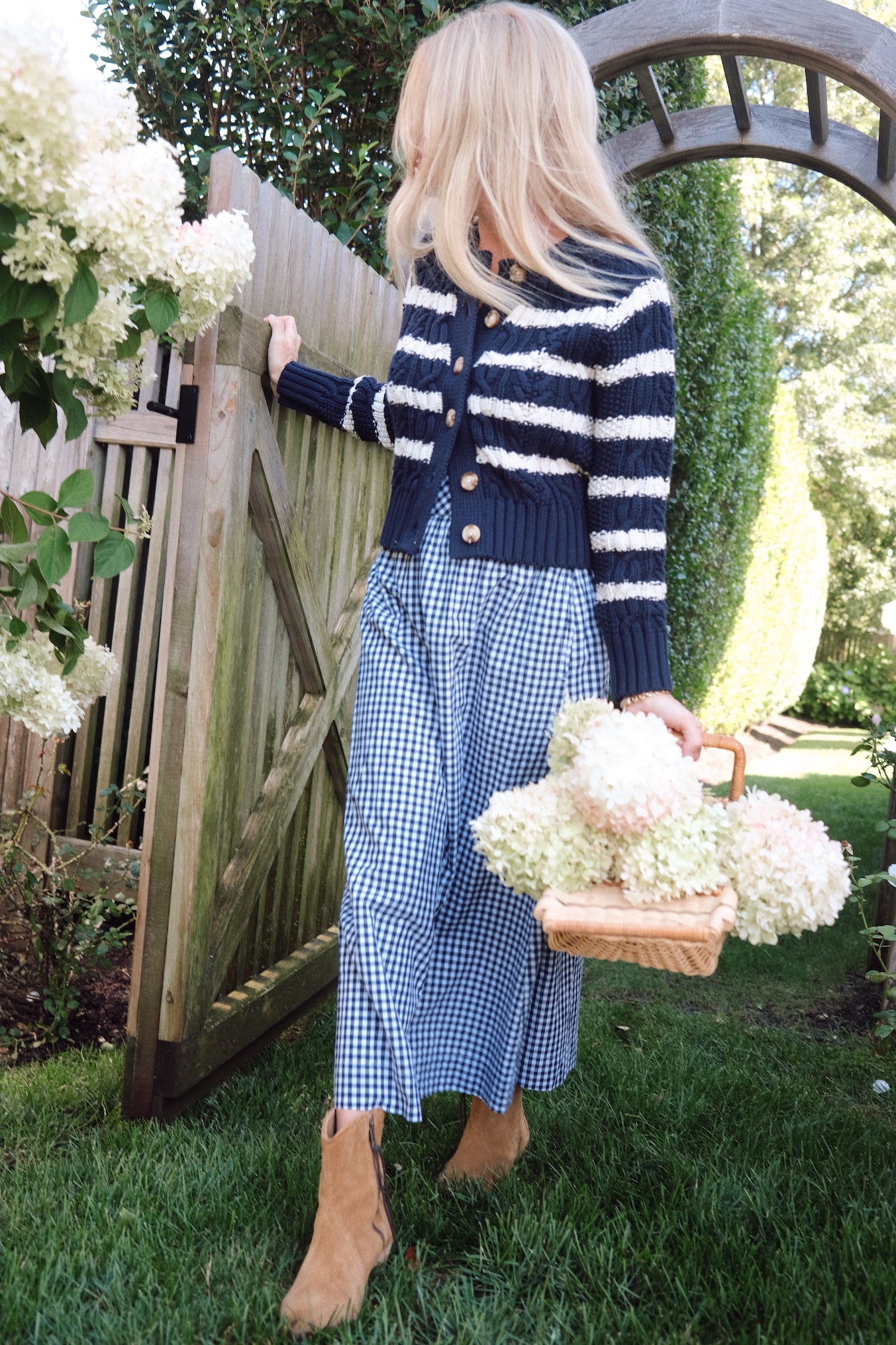Striped Cable Cardigan - Navy/Ivory Stripe