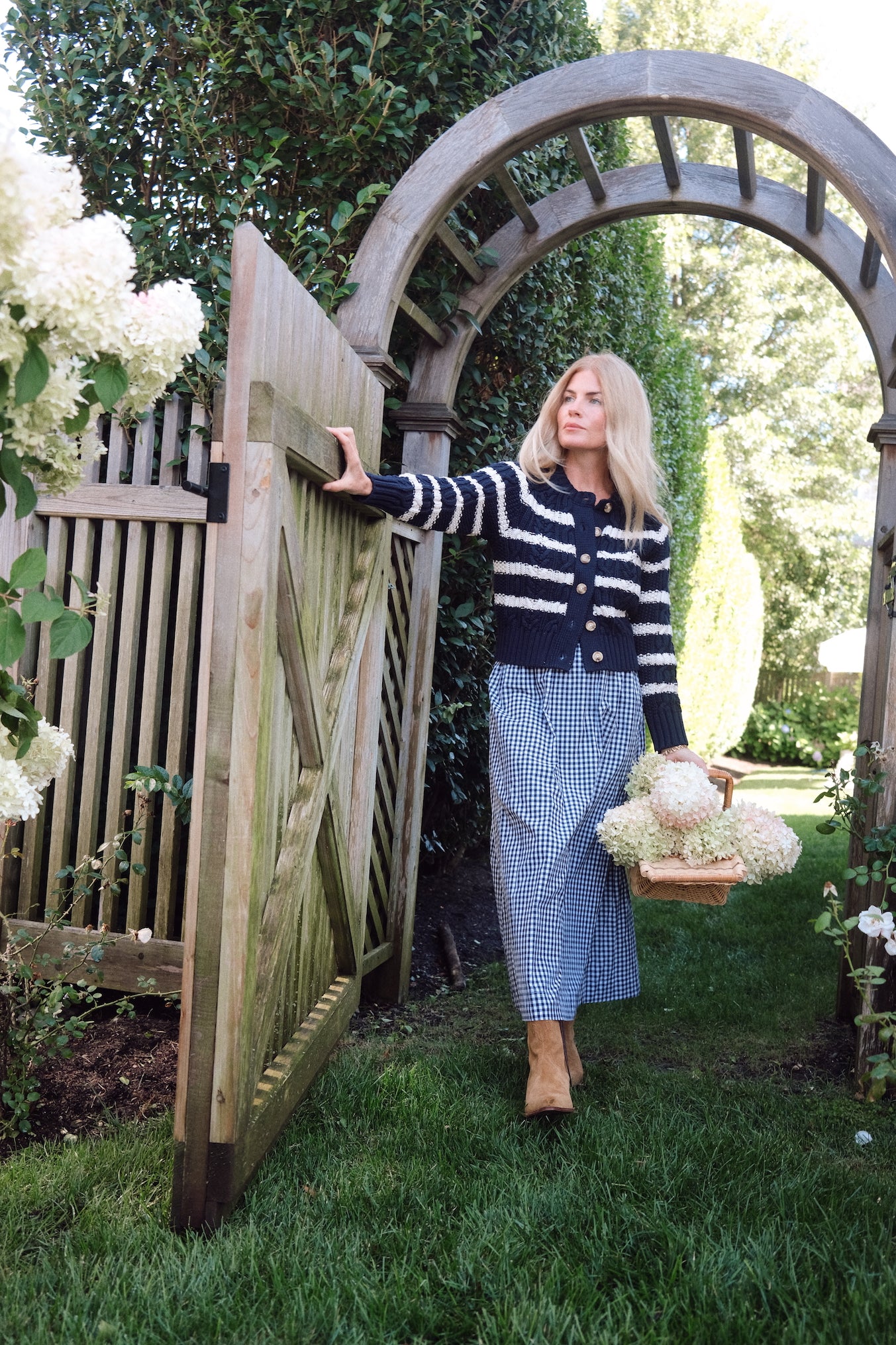 Striped Cable Cardigan - Navy/Ivory Stripe