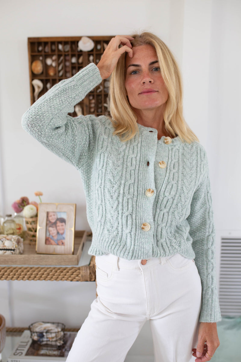 Classic Cable Knit Cardigan in Ivory - Marea by Liz Joy – Townsend  Provisions