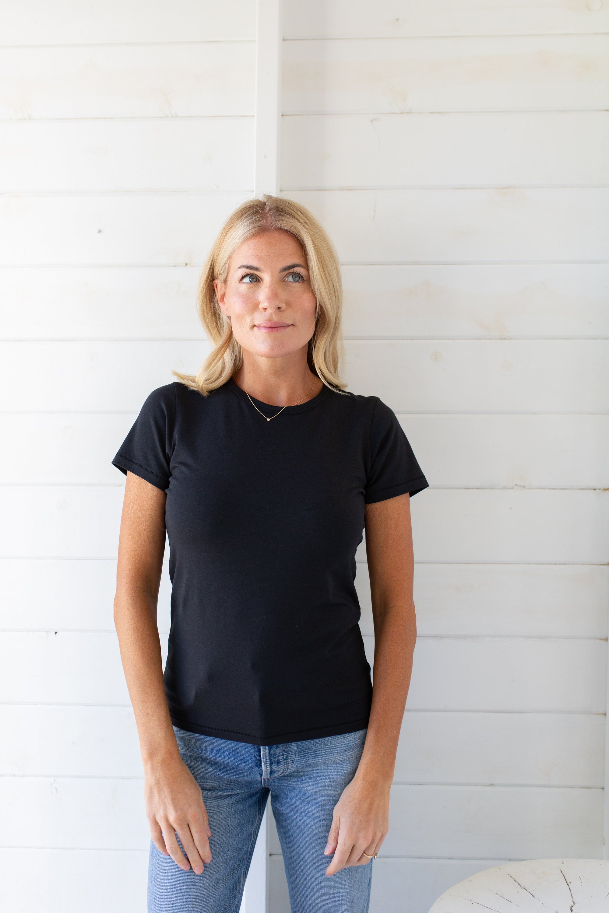Short Sleeve Fitted Crew Tee - Black