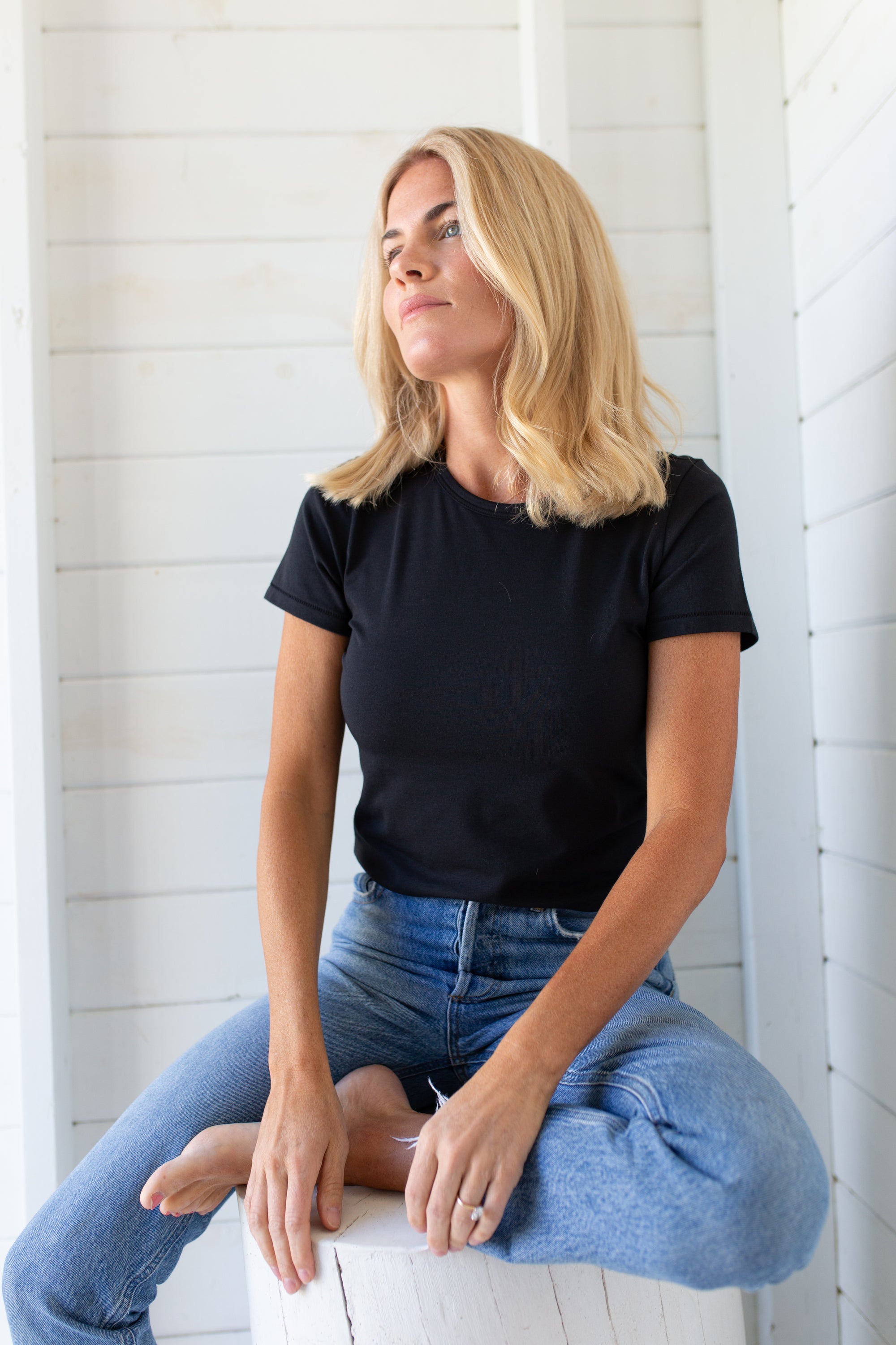 Short Sleeve Fitted Crew Tee - Black