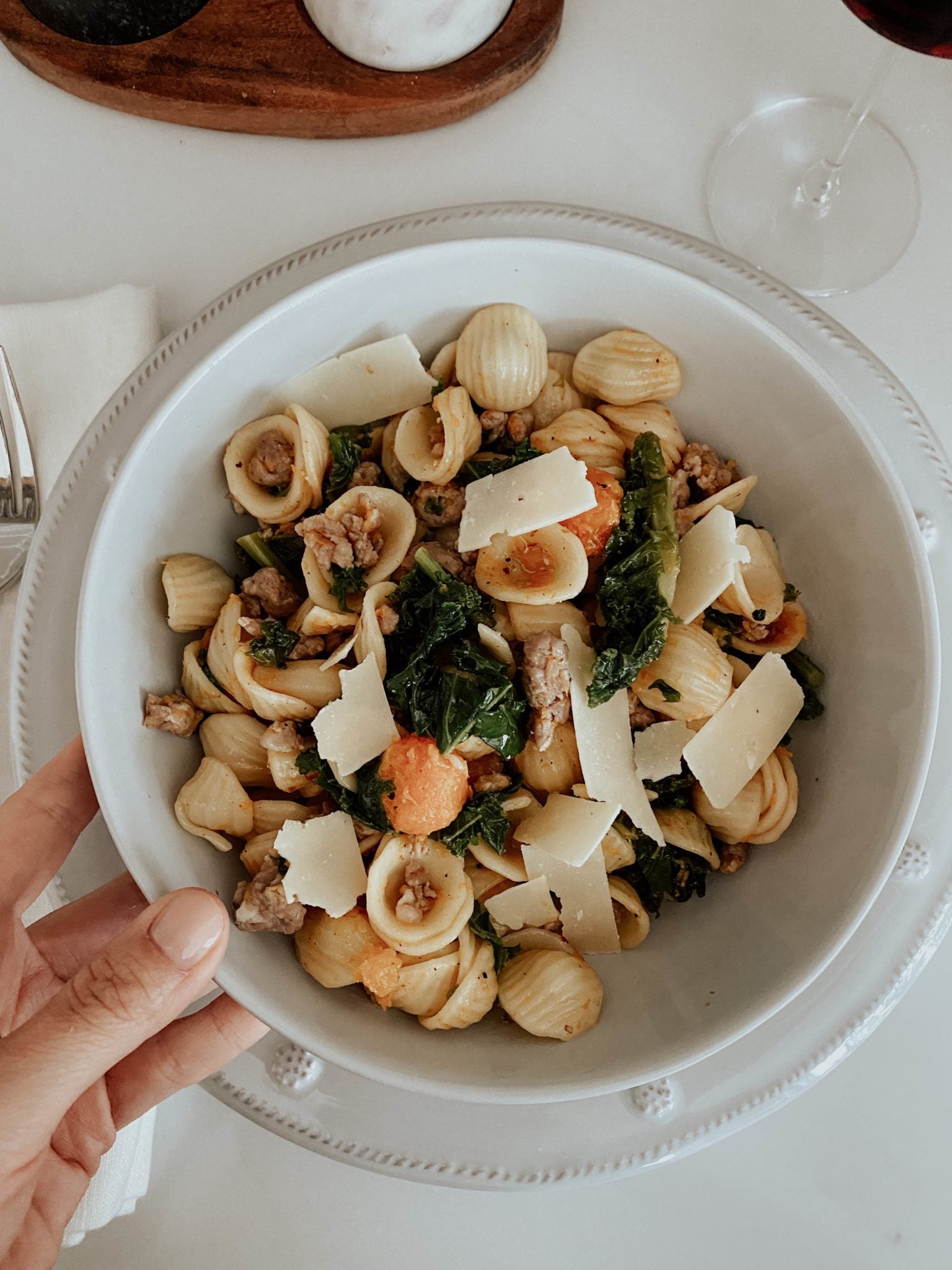 Butternut Squash, Sausage, and Kale Pasta