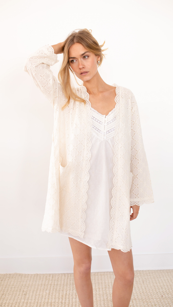 [新品］RosyMonster lace layered tunic ホワイト Isla Robe - Ivory Lattice Eyelet – Marea by Liz Joy