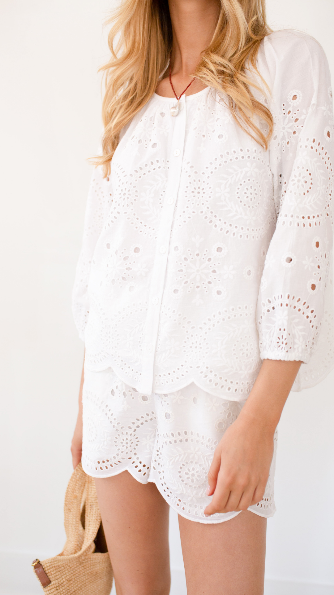 Laura Shorts - White Demi Eyelet