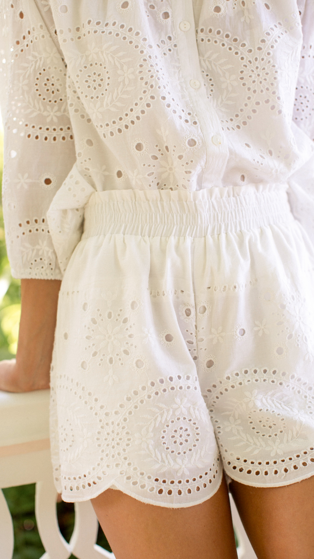 Laura Shorts - White Demi Eyelet