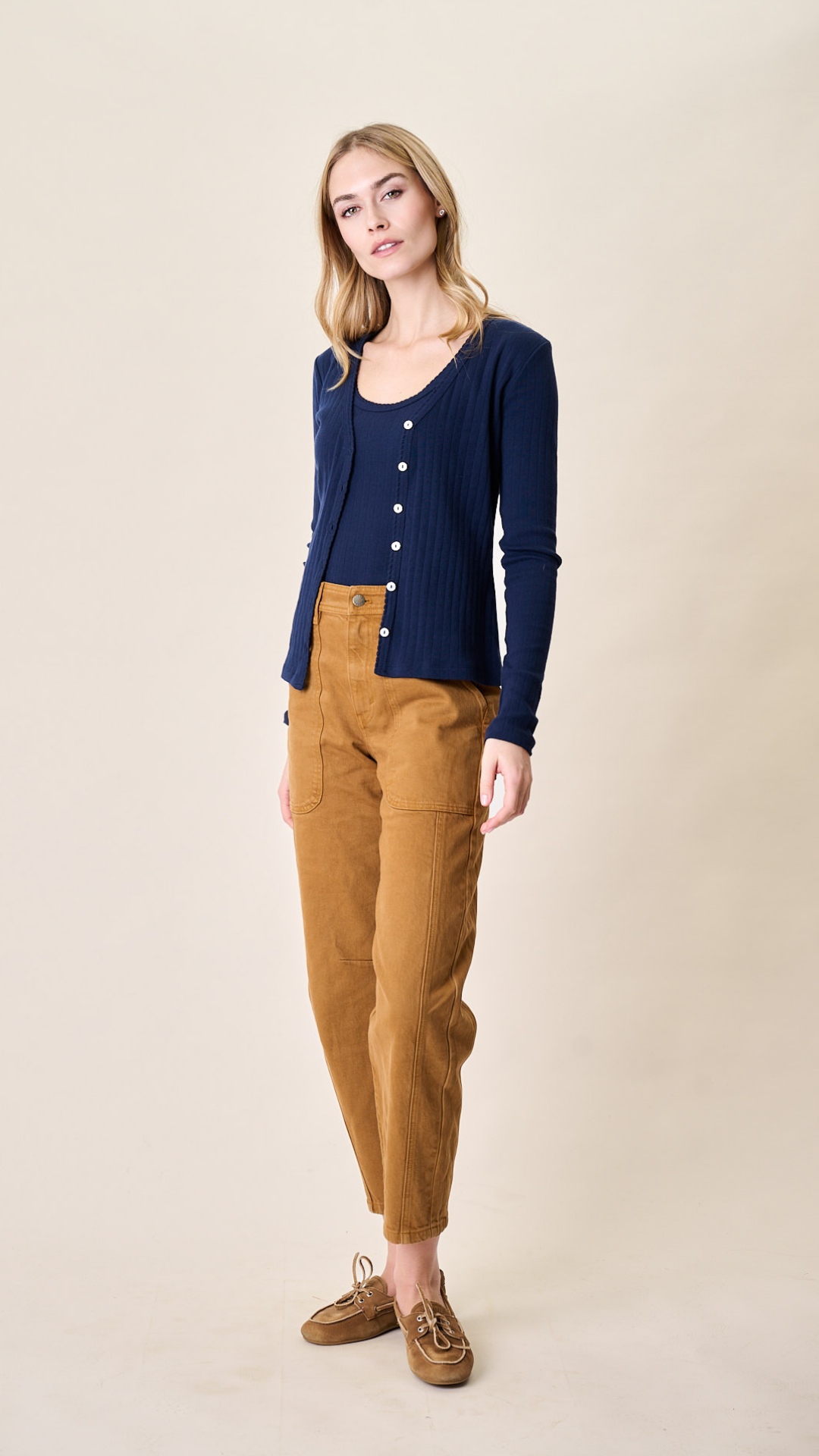 Meade High Rise Barrel Jean - Golden Brown