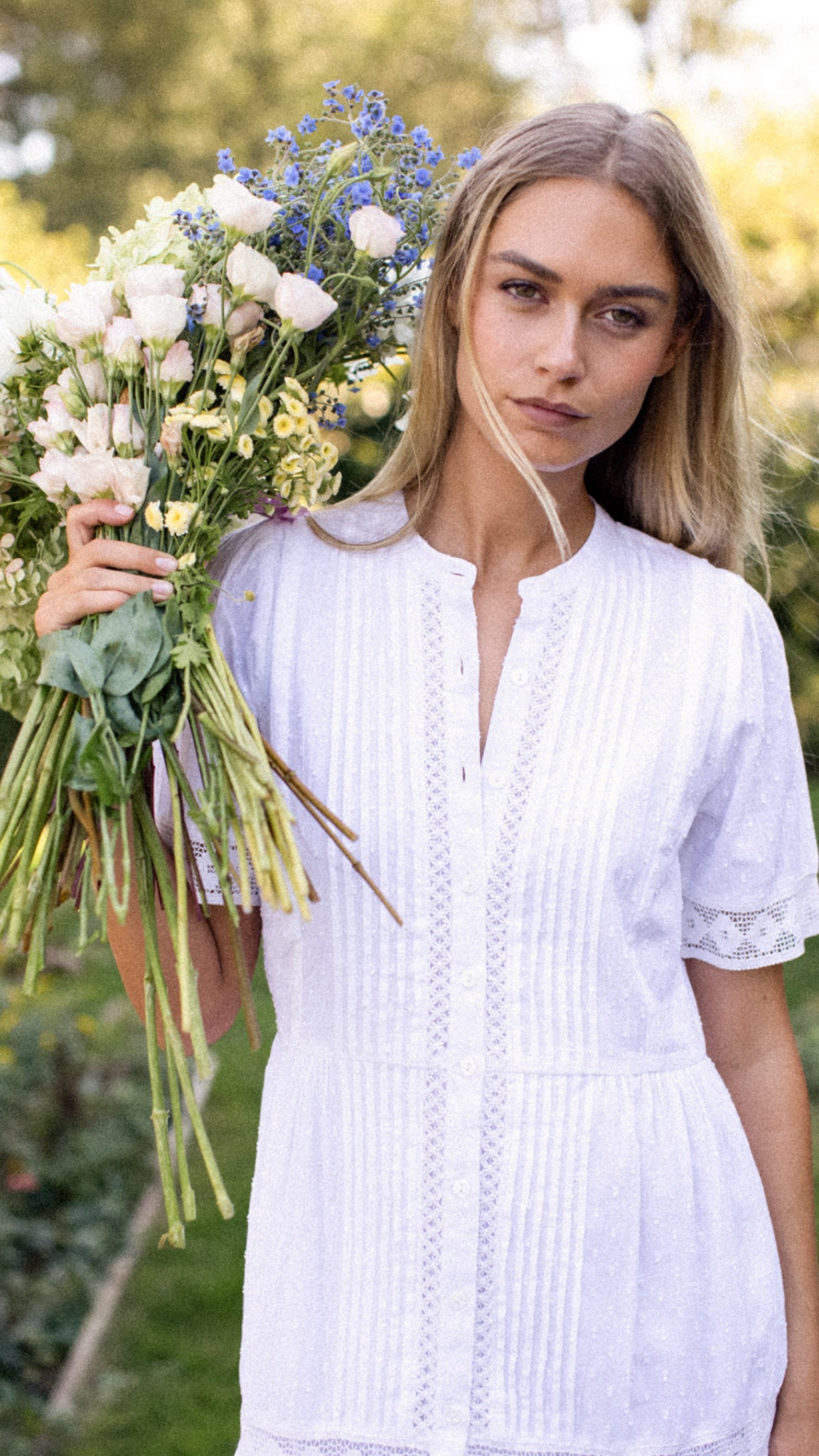 Eve Dress - White Dobby