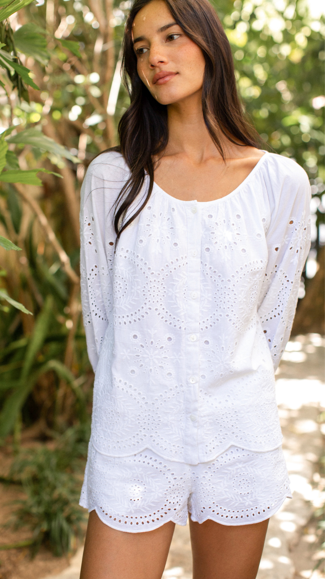 Laura Shorts - White Demi Eyelet