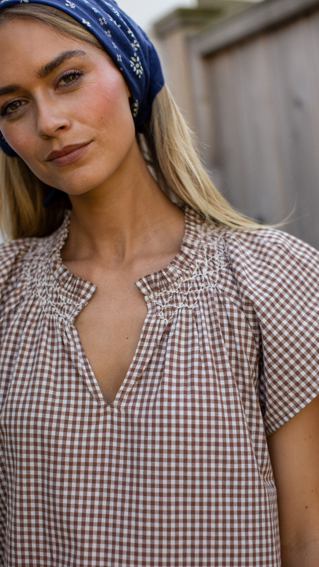 Cecelia Shortie Dress - Mocha Mini Gingham