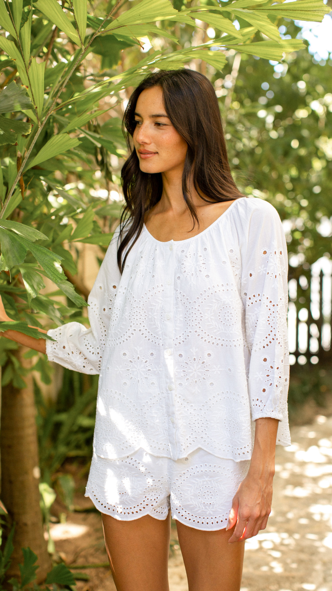 Laura Shorts - White Demi Eyelet