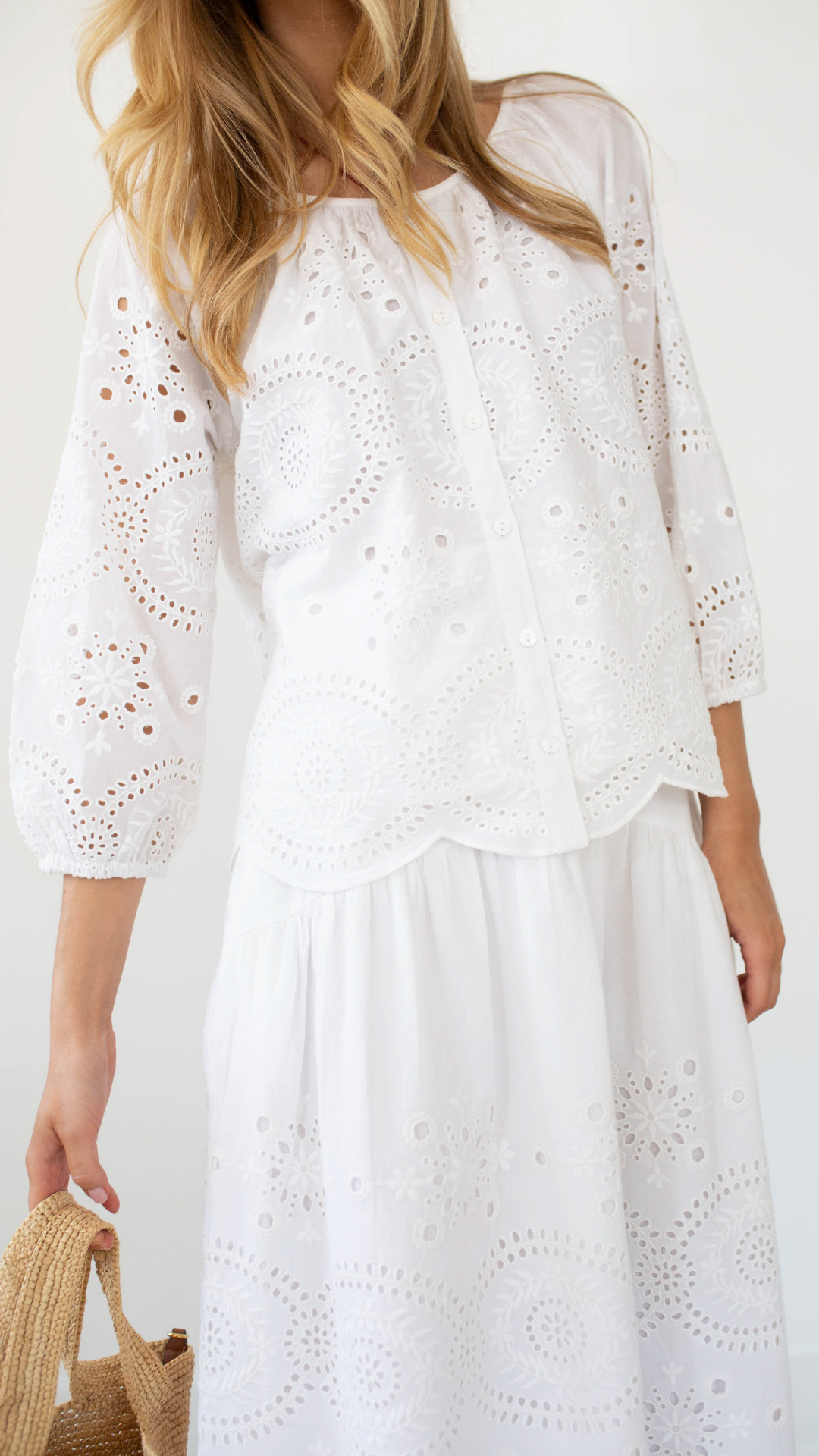 Sophie Top - White Demi Eyelet