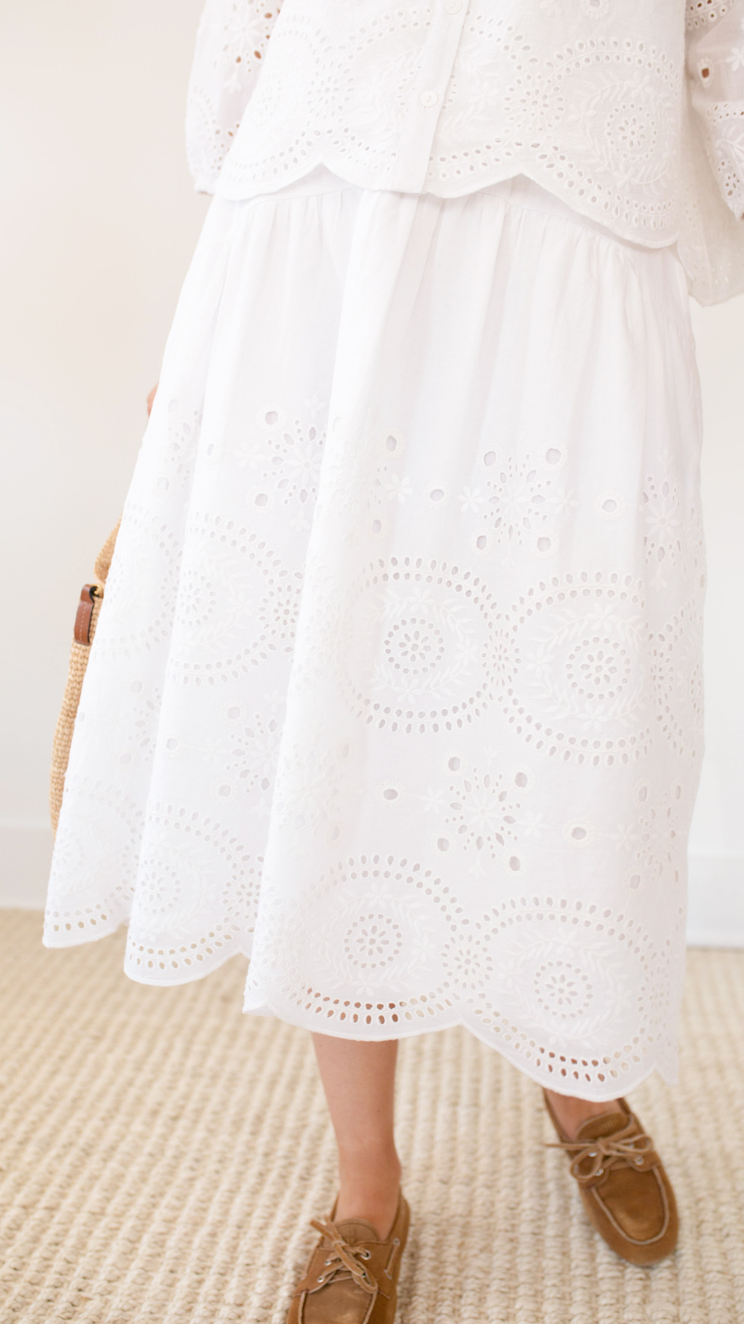 Louisa Skirt - White Demi Eyelet