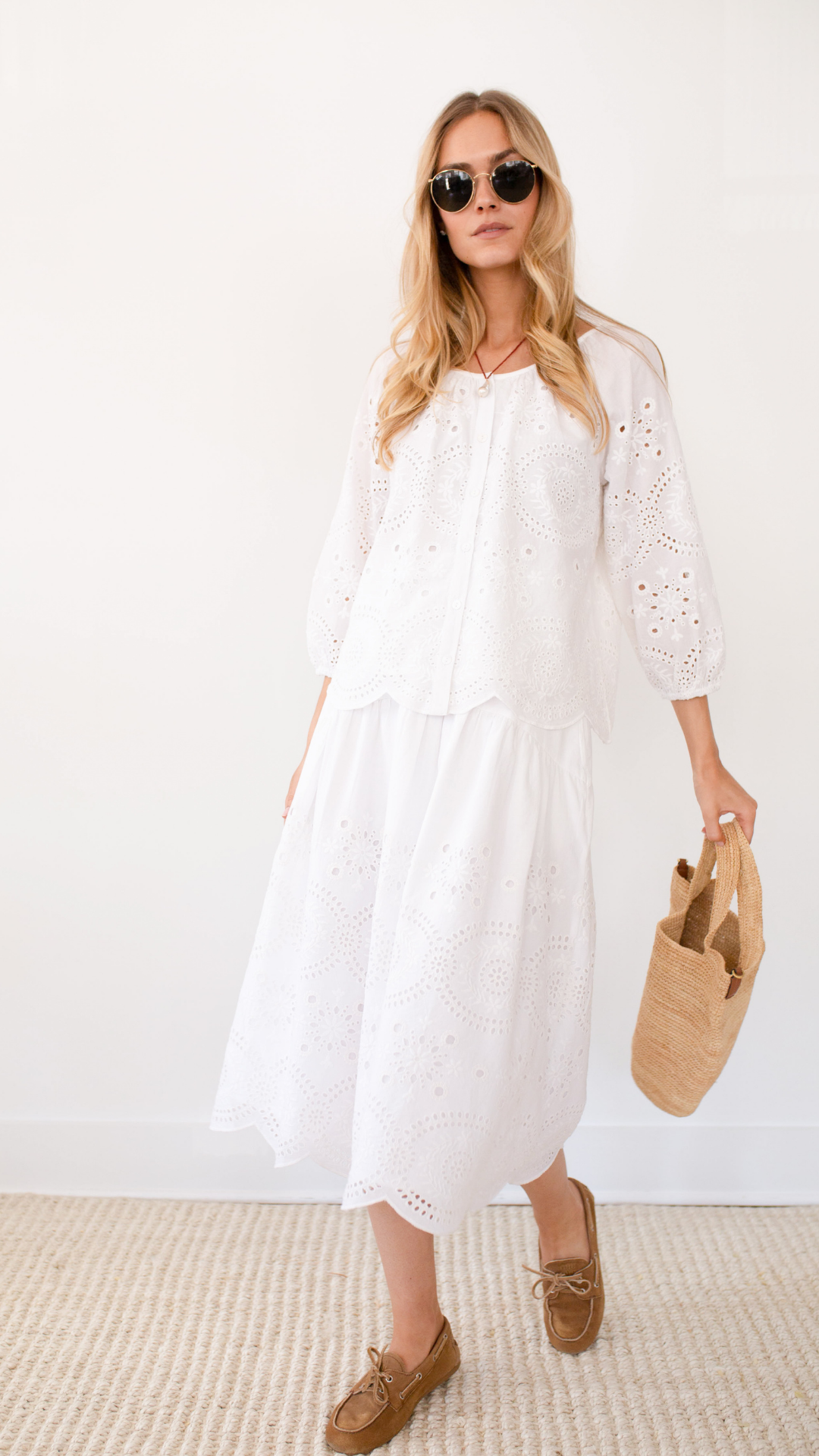 Louisa Skirt - White Demi Eyelet