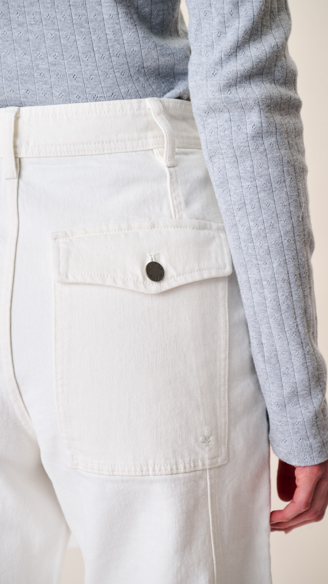 Meade High Rise Barrel Jean - White