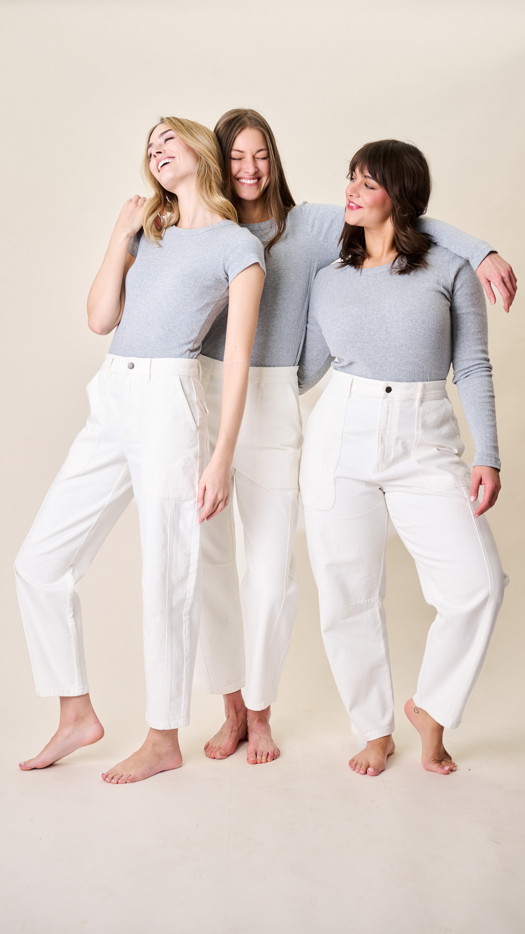 Meade High Rise Barrel Jean - White