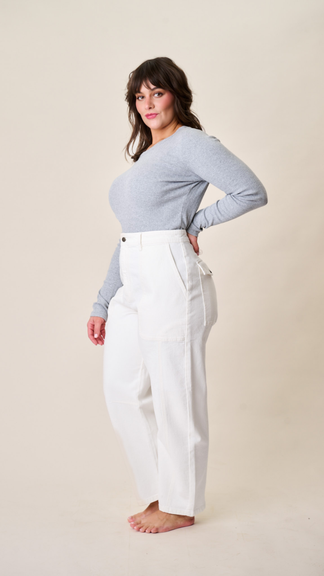 Meade High Rise Barrel Jean - White